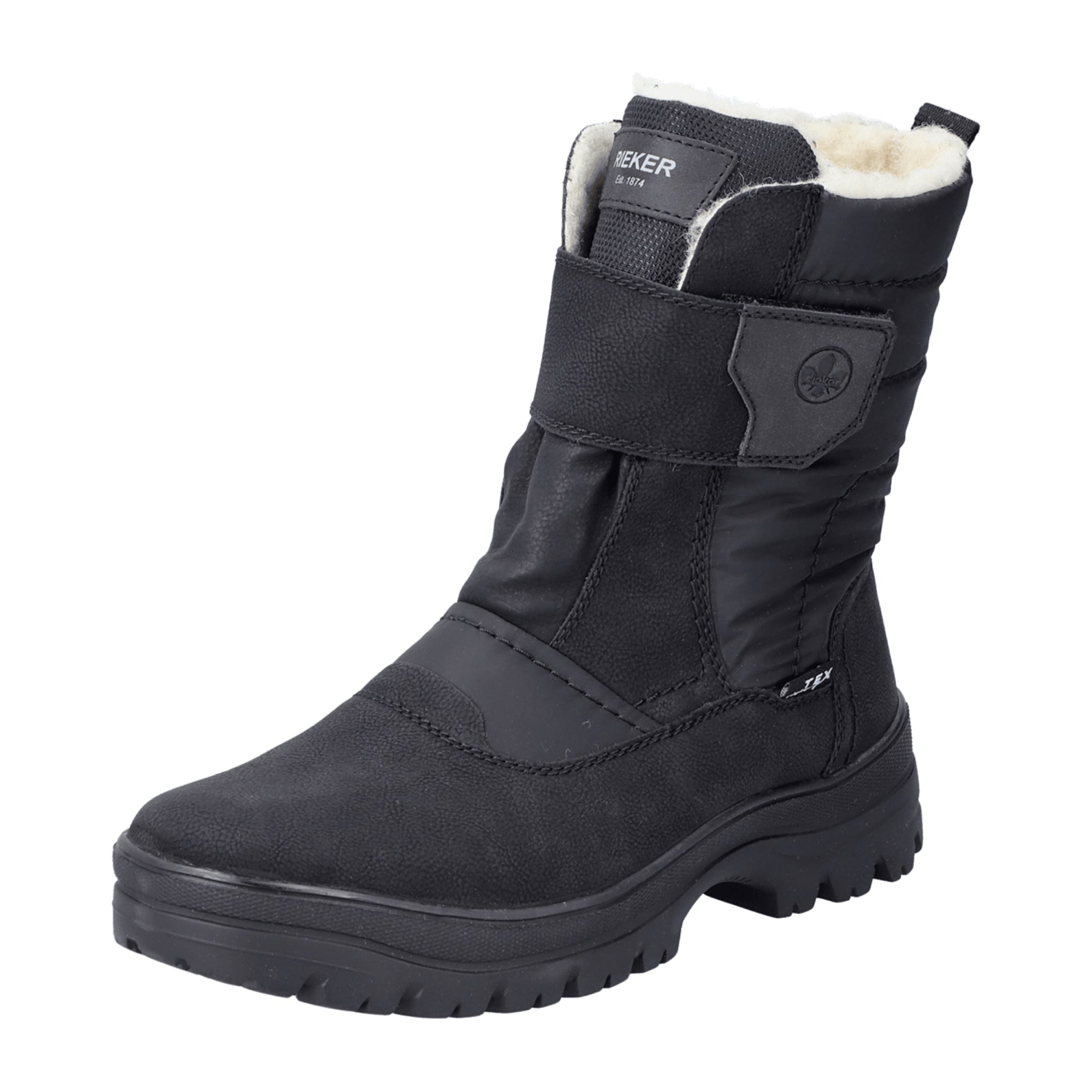 Rieker Black Men's Boots with Warm Lining and Zipper for Easy Wear