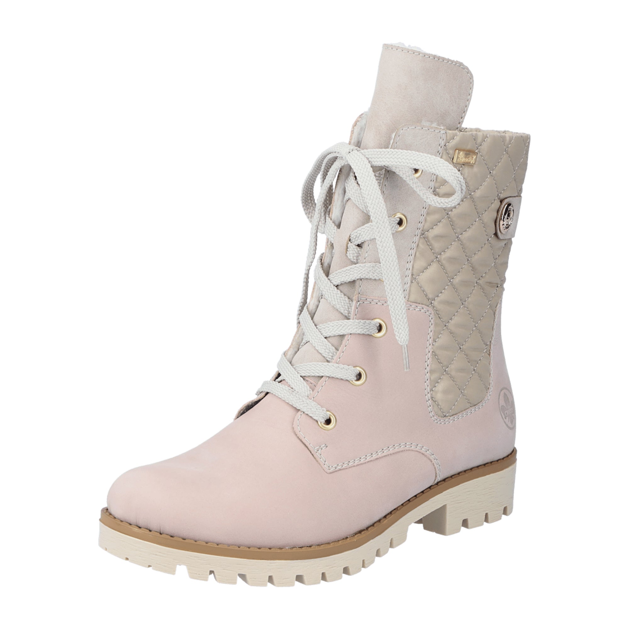 Rieker Women's Pink Lace-Up Ankle Boots with Warm Lining for Fall Winter