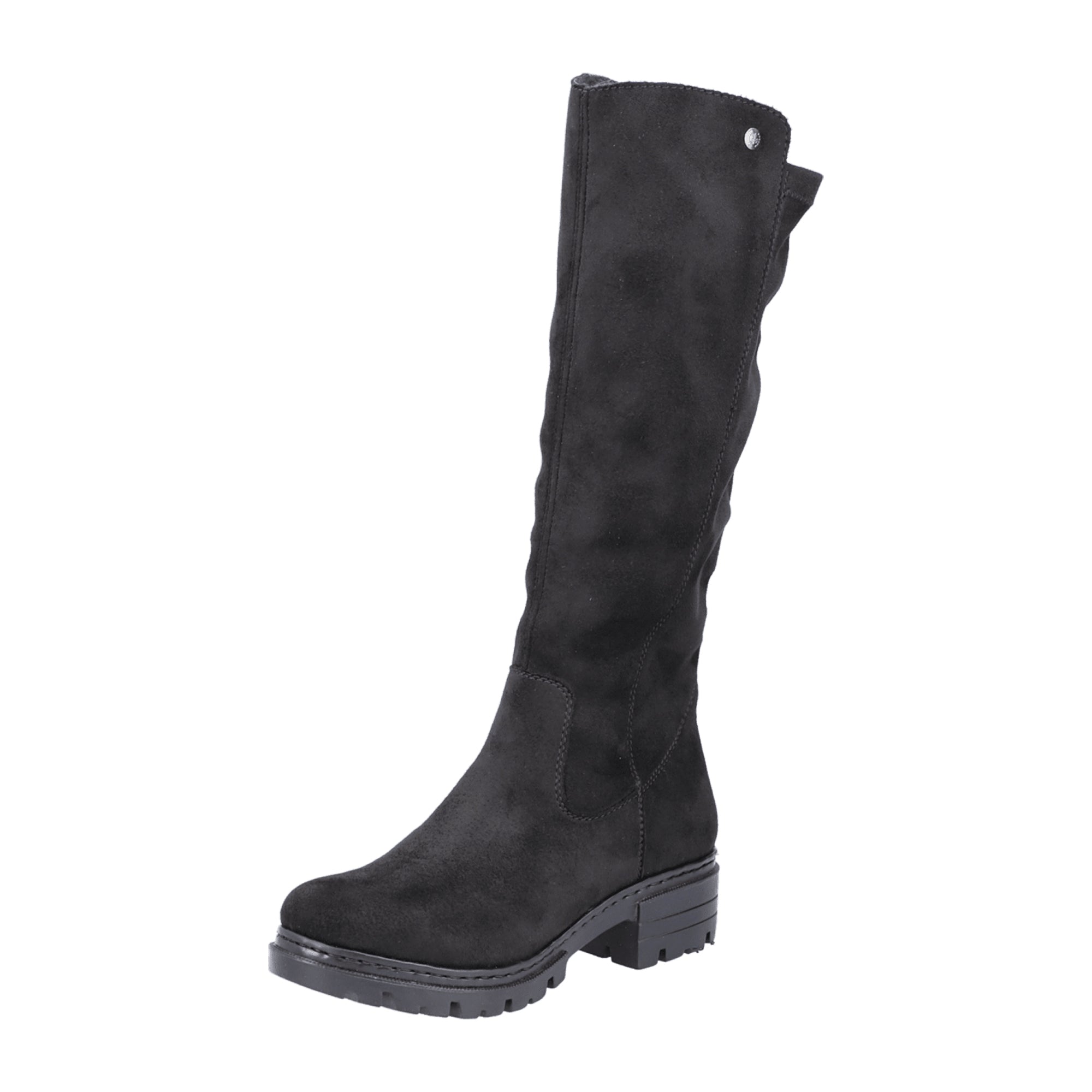 Rieker Women's Black Long Shaft Boots with Warm Lining and Block Heel