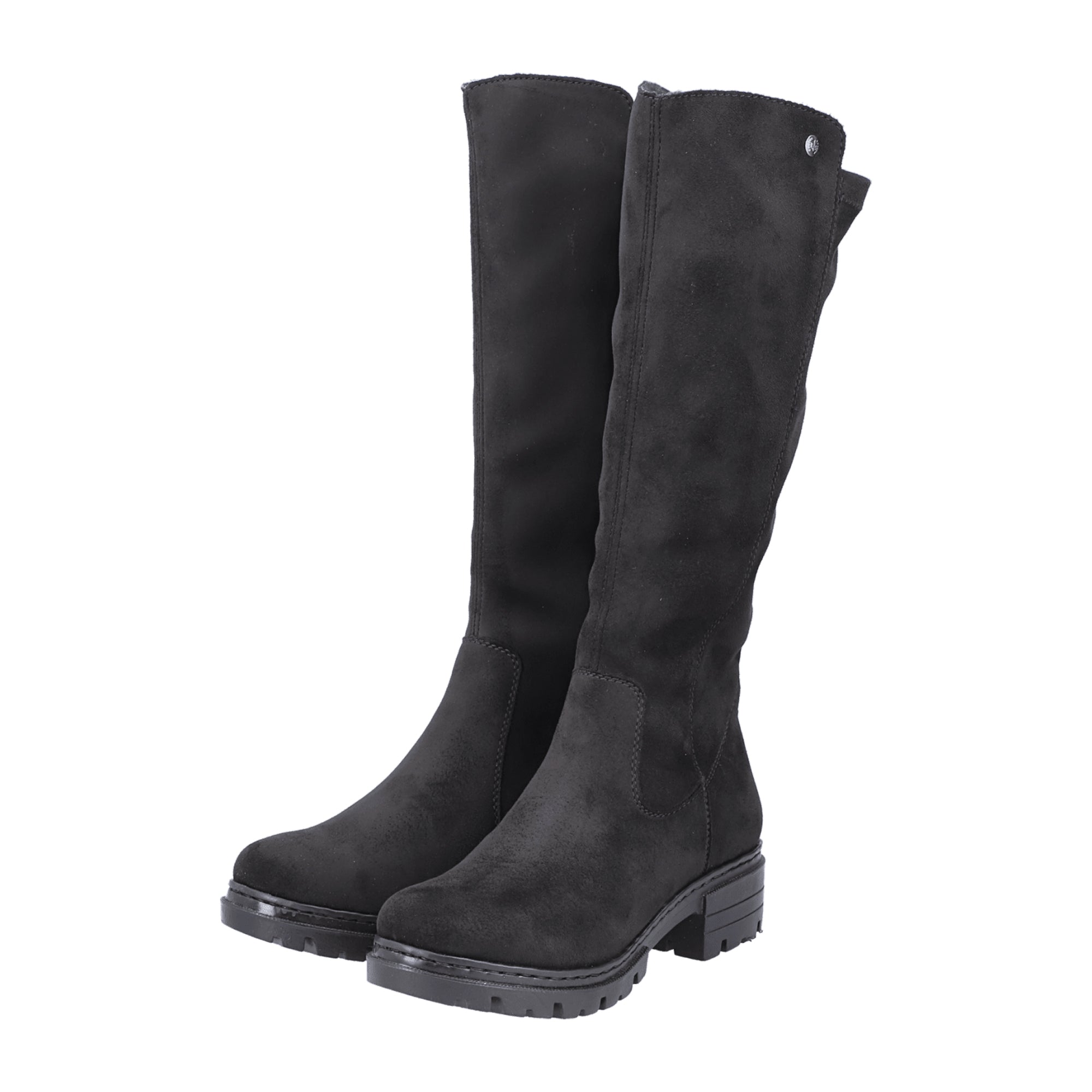 Rieker Women's Black Long Shaft Boots with Warm Lining and Block Heel