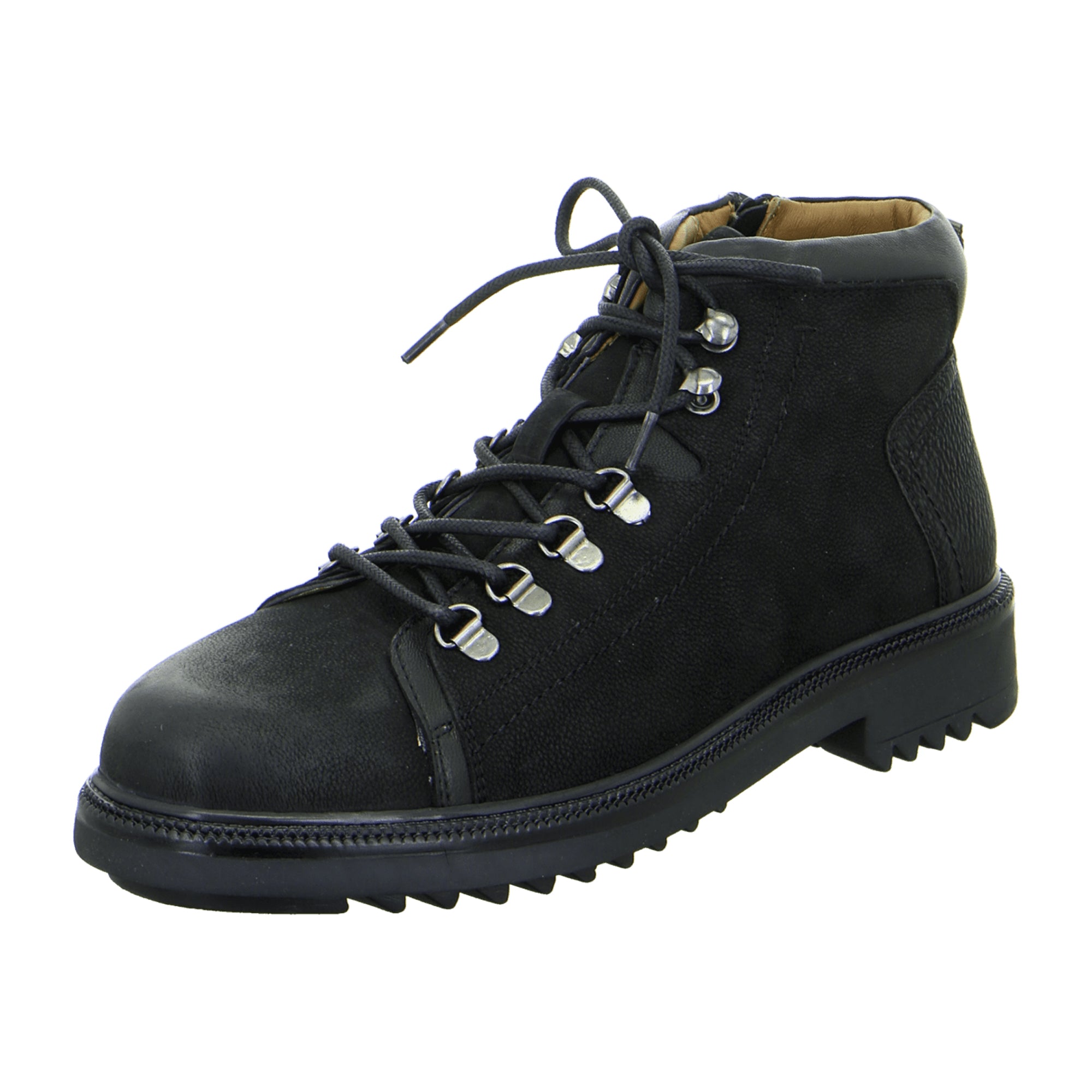 Rieker Melvin Black Leather Men's Ankle Boots with Zip and Lace-Up Closure