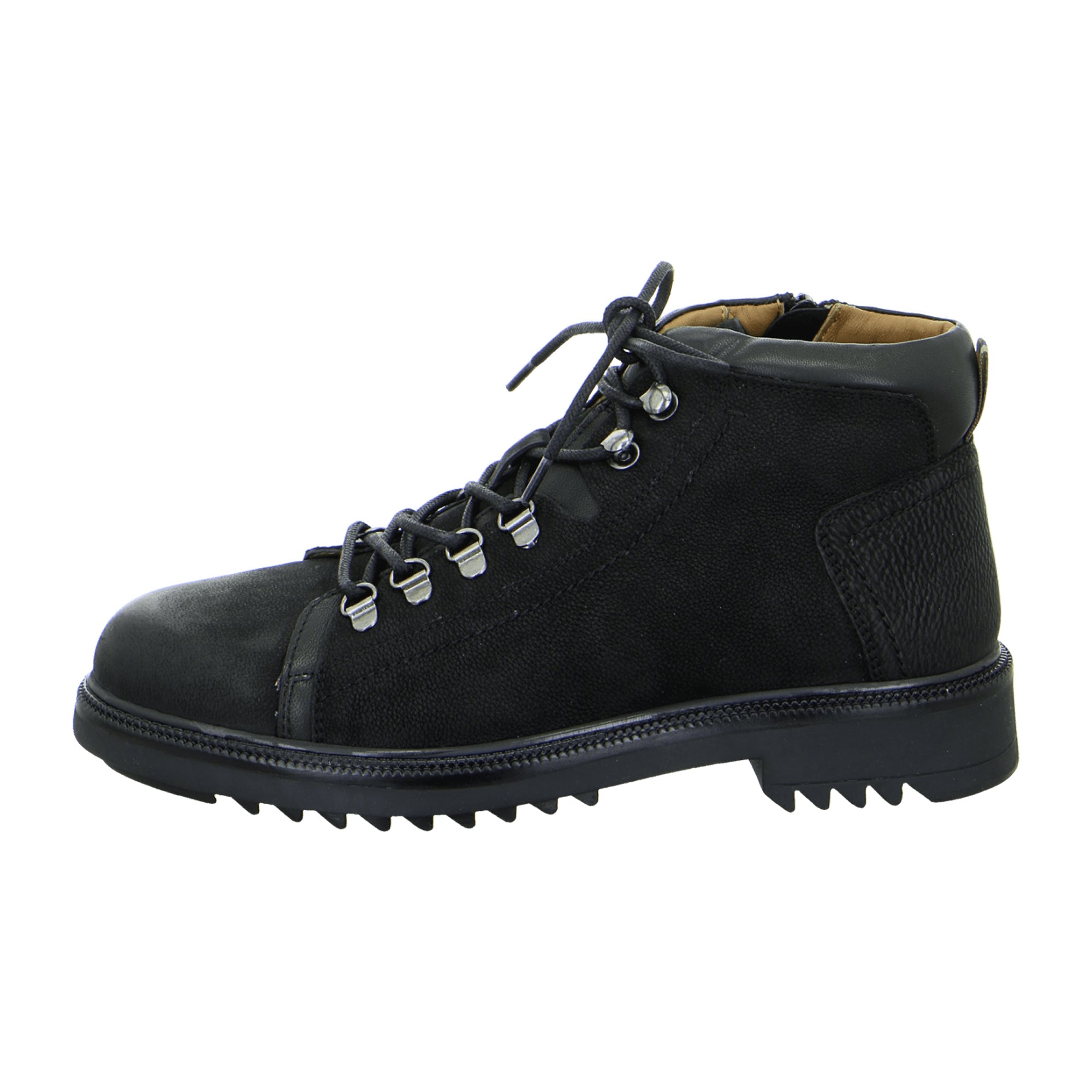 Rieker Melvin Black Leather Men's Ankle Boots with Zip and Lace-Up Closure