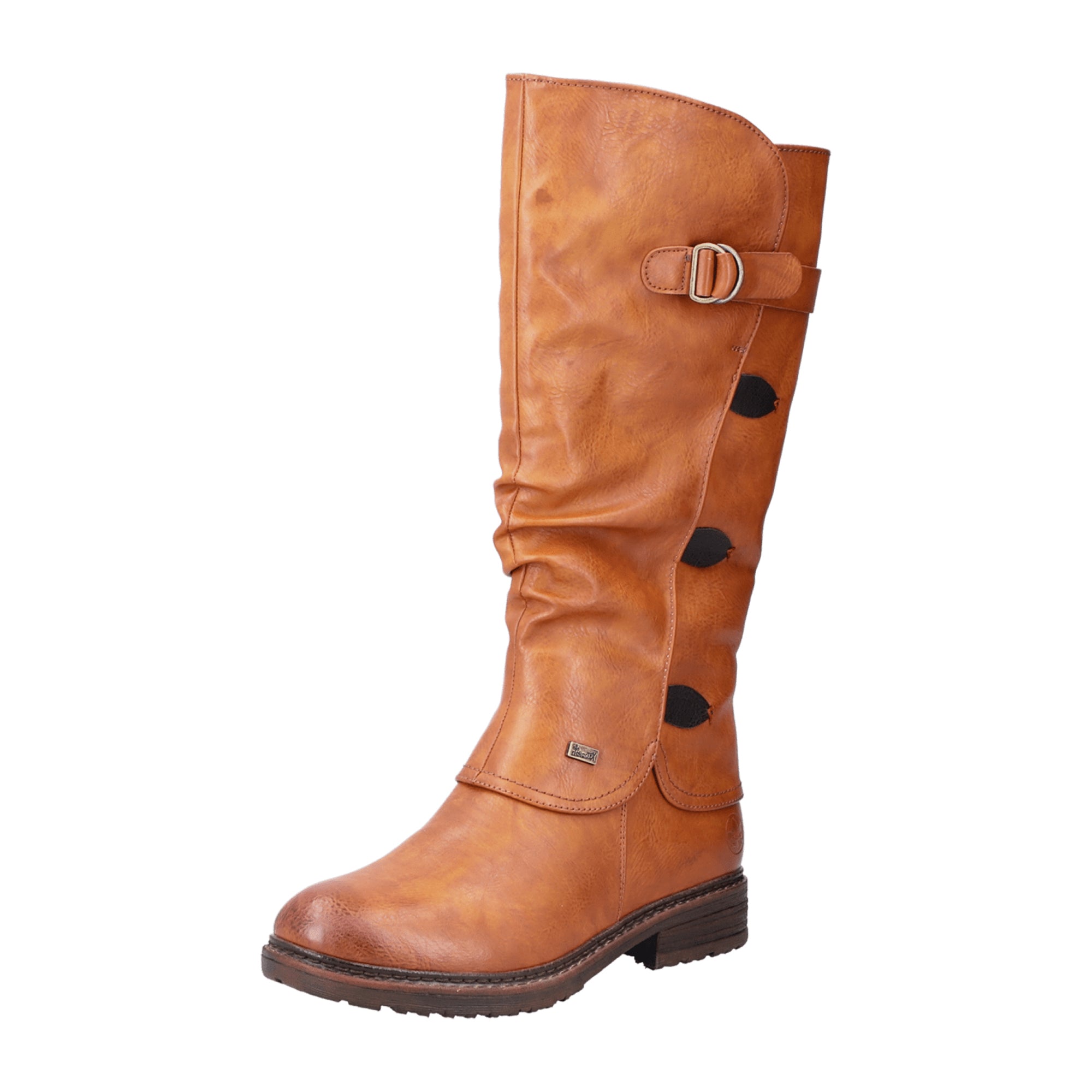 Rieker Comfortable Brown Women's Boots with Side Zipper and Buckle 94775-24