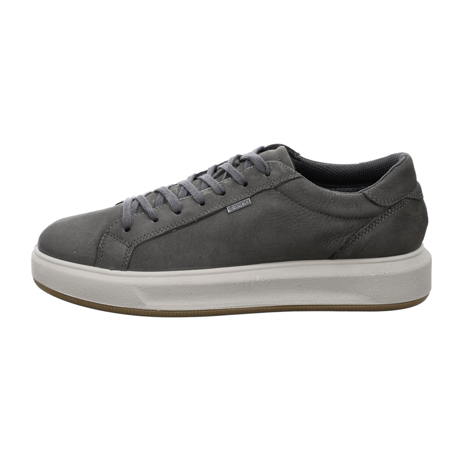 ARA Men's Smooth Leather Lace-Up Sneakers in Grey