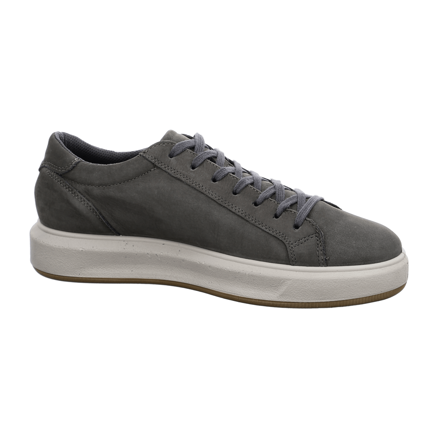 ARA Men's Smooth Leather Lace-Up Sneakers in Grey
