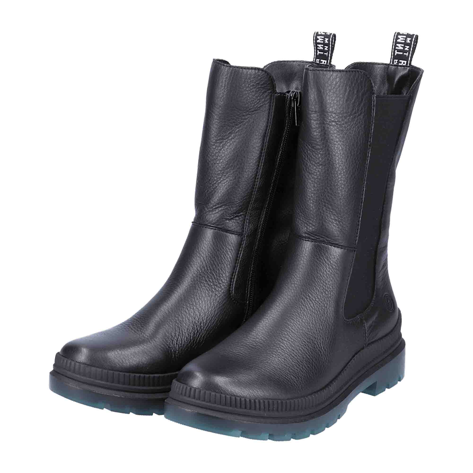 Remonte Women's Black Boots with Green Sole and Warm Lining