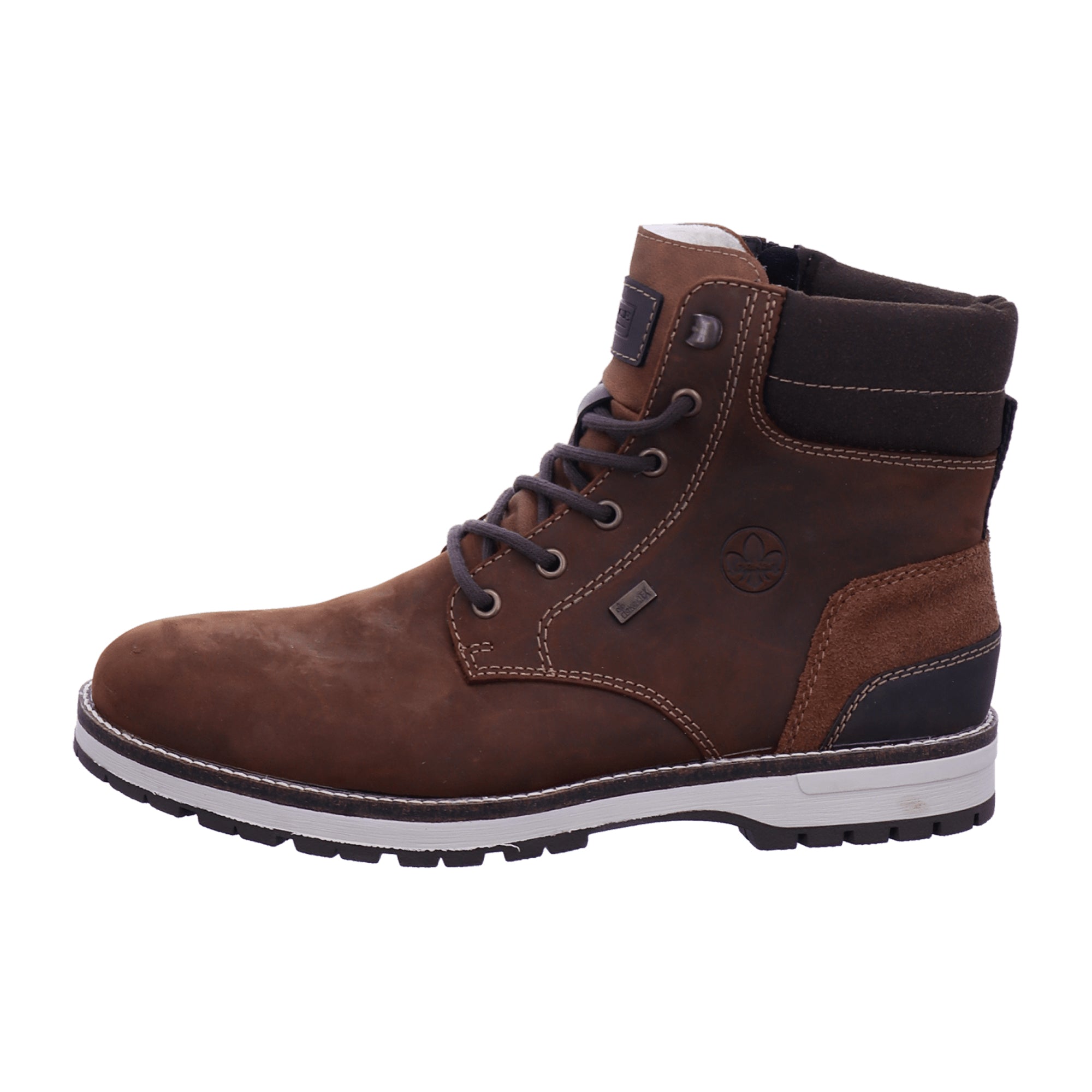 Rieker HWK Men's Brown Lace-Up Boots with Zipper and Wool Lining