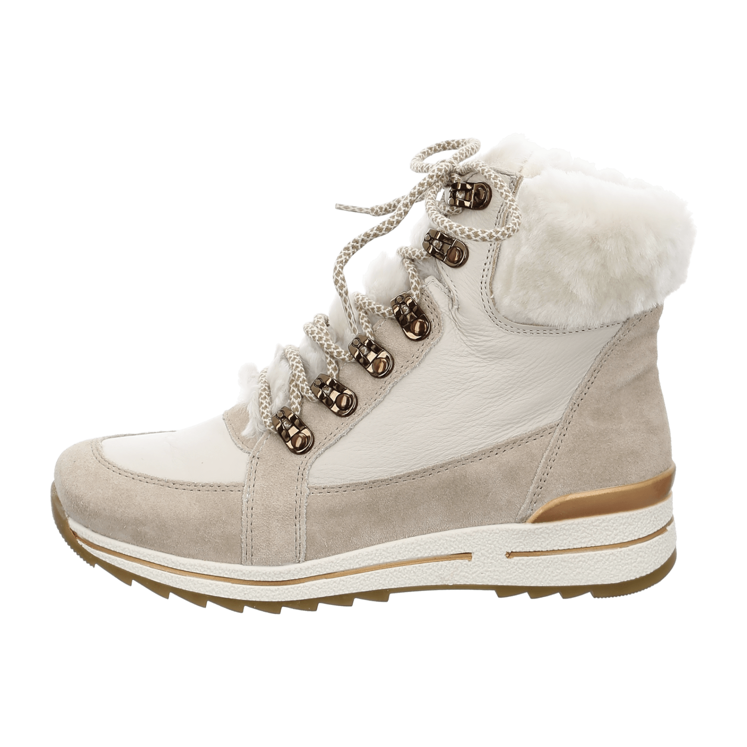 ARA Women's Osaka Winter Boots in Beige Suede with Lace-Up Design and Warm Lining