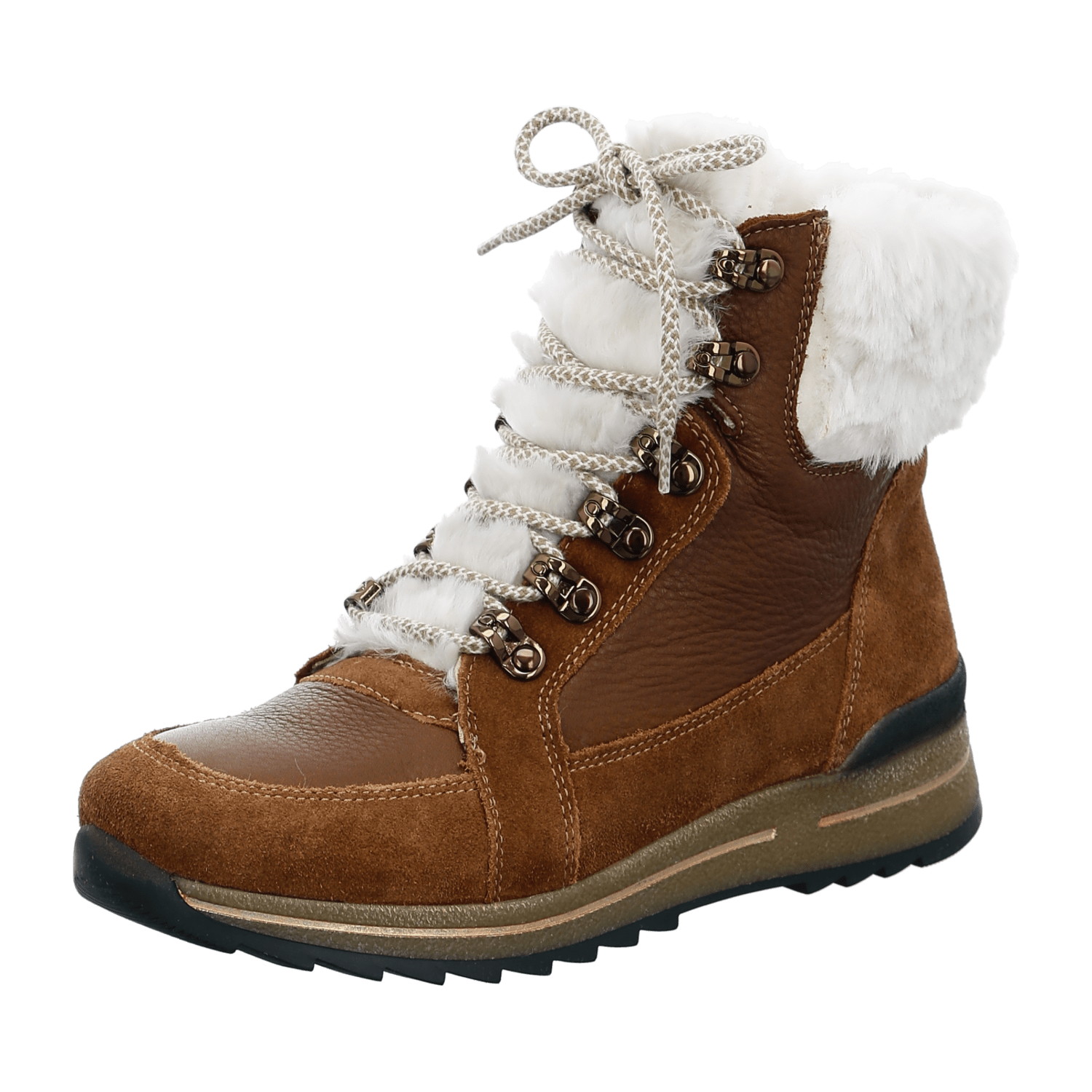 ARA Osaka Women's Winter Boots in Suede Leather, Lace-Up Boots with Warm Lining in Brown