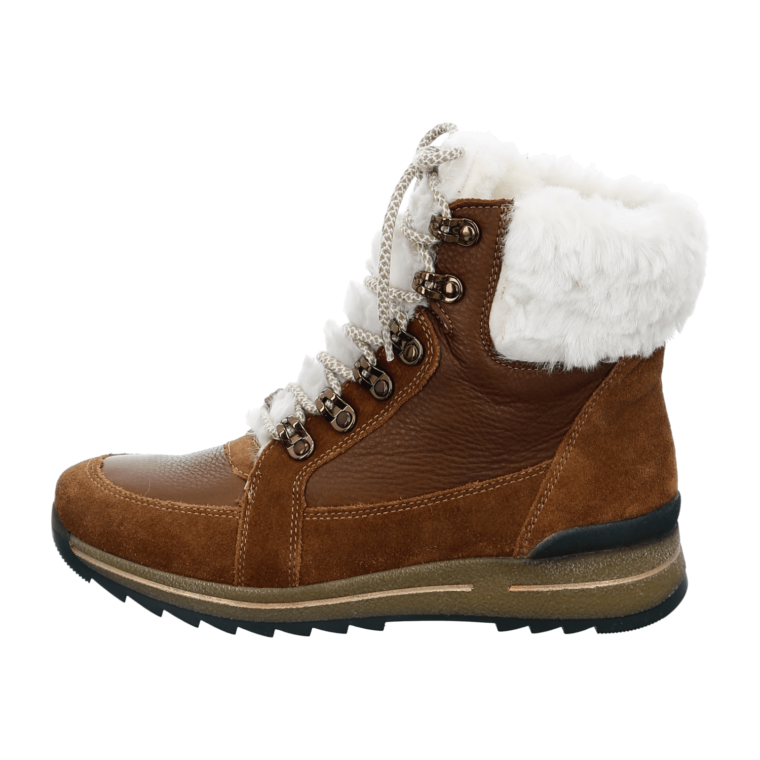 ARA Osaka Women's Winter Boots in Suede Leather, Lace-Up Boots with Warm Lining in Brown