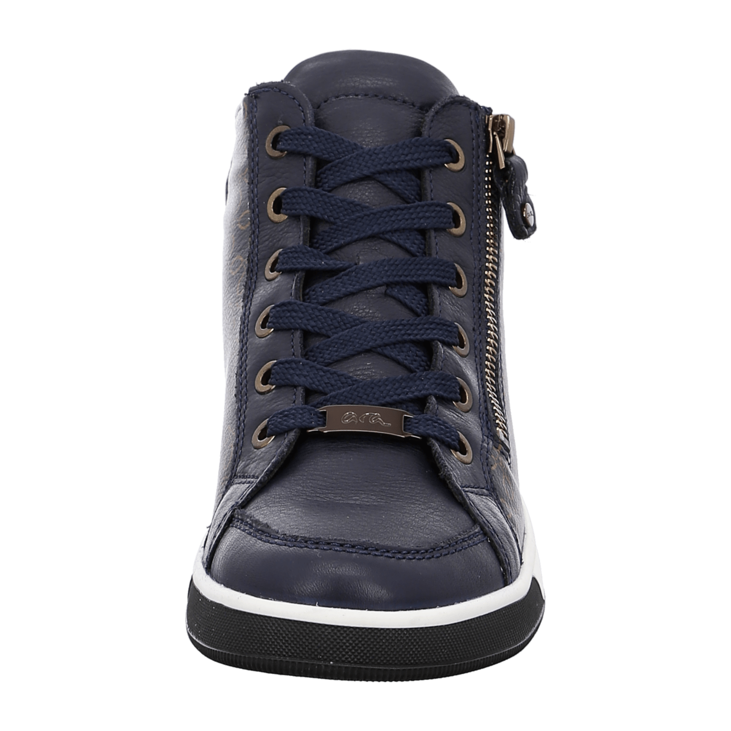 ARA ROM Women's Sneakers in Blue Smooth Leather with Lace-Up Closure and Closed Toe