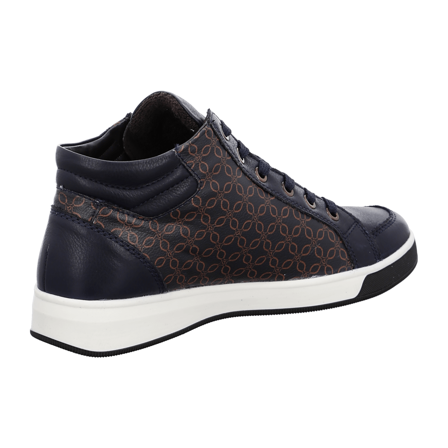 ARA ROM Women's Sneakers in Blue Smooth Leather with Lace-Up Closure and Closed Toe