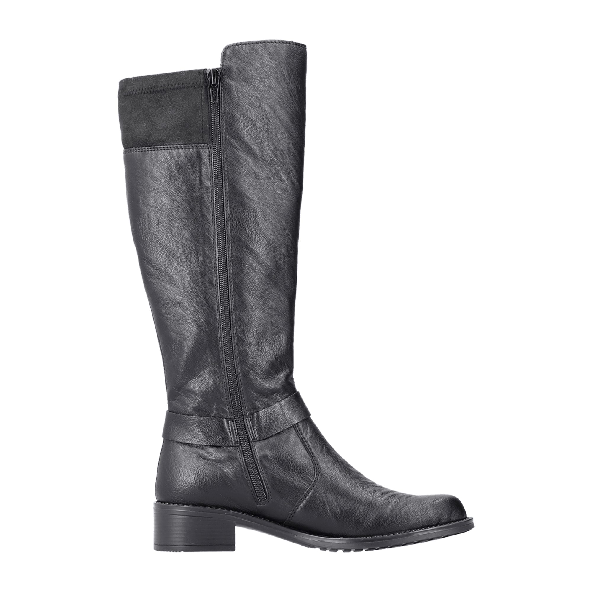 Rieker Women's Black Knee-High Boots with Warm Lining and Side Zipper