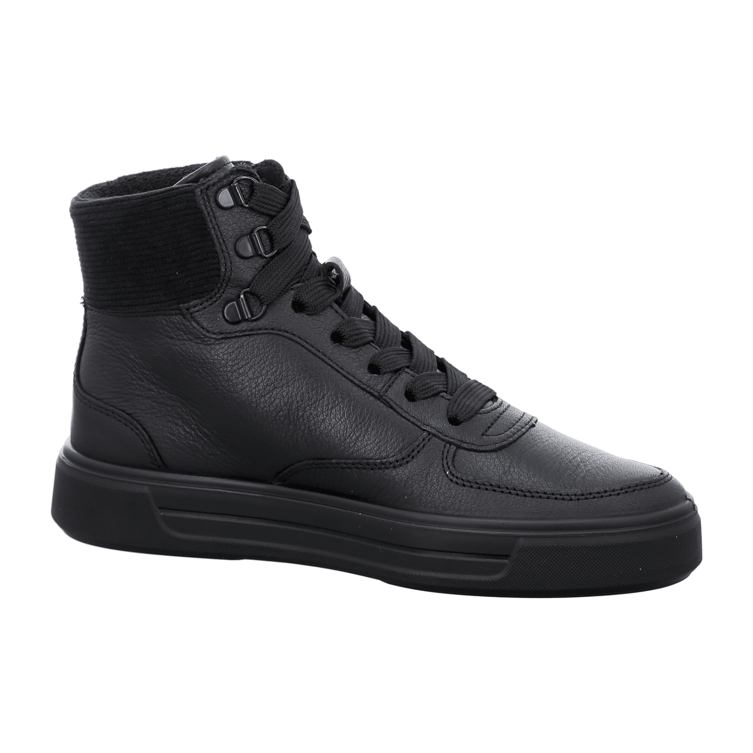 ARA COURTYARD Women's Leather Sneakers with Lace-Up Closure and Round Toe in Black