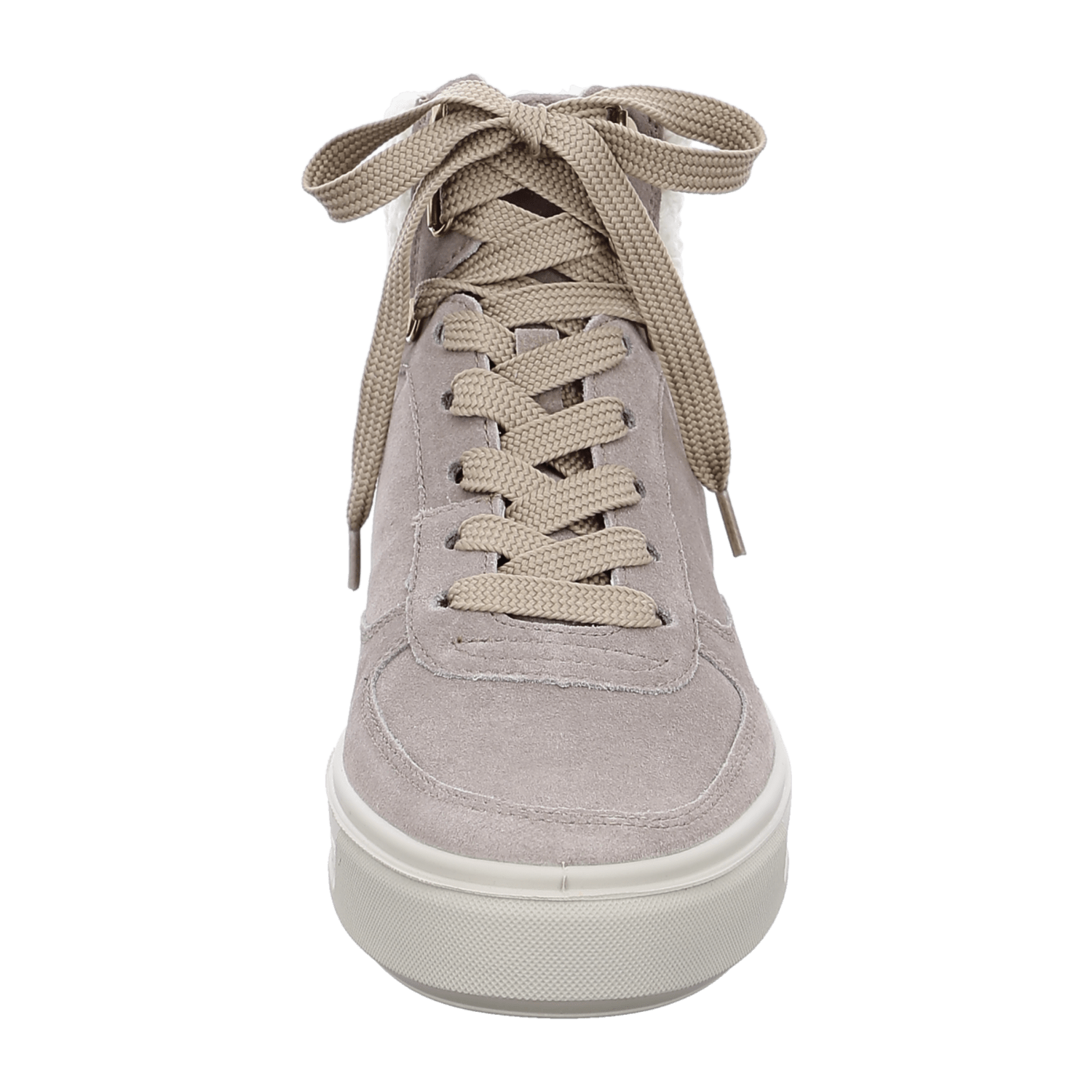 ARA COURTYARD Women's Velour Leather Sneakers in Beige with Lace-Up Closure