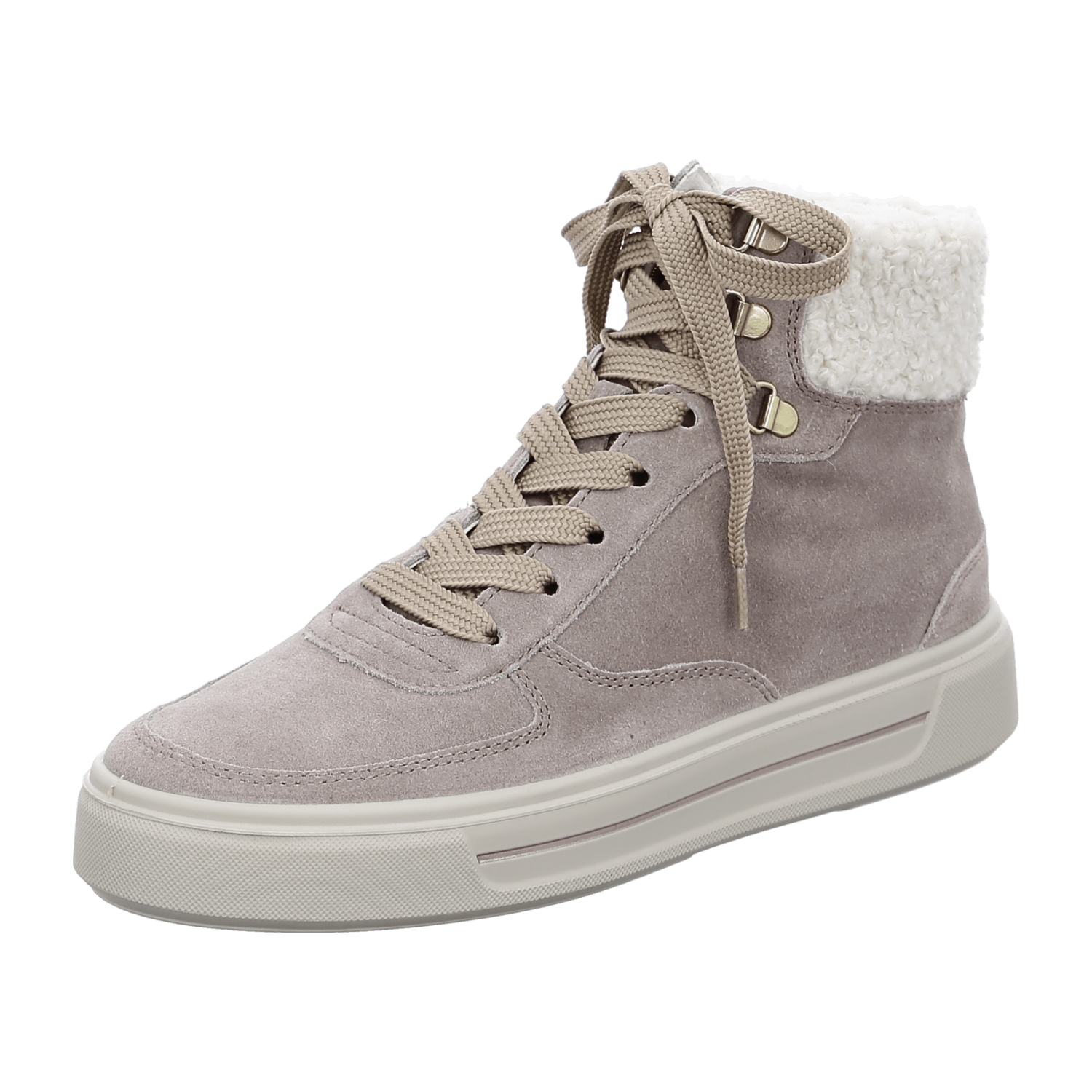 ARA COURTYARD Women's Velour Leather Sneakers in Beige with Lace-Up Closure