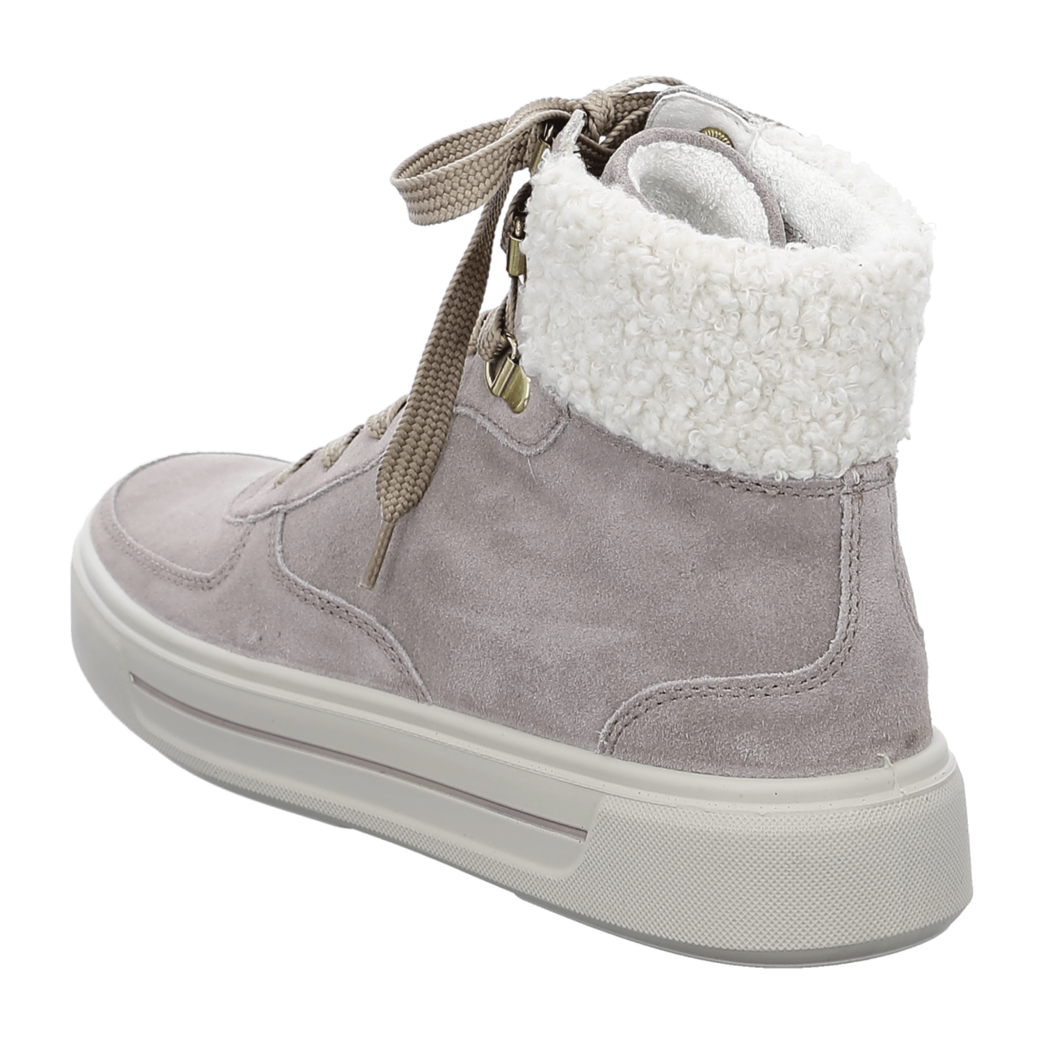 ARA COURTYARD Women's Velour Leather Sneakers in Beige with Lace-Up Closure