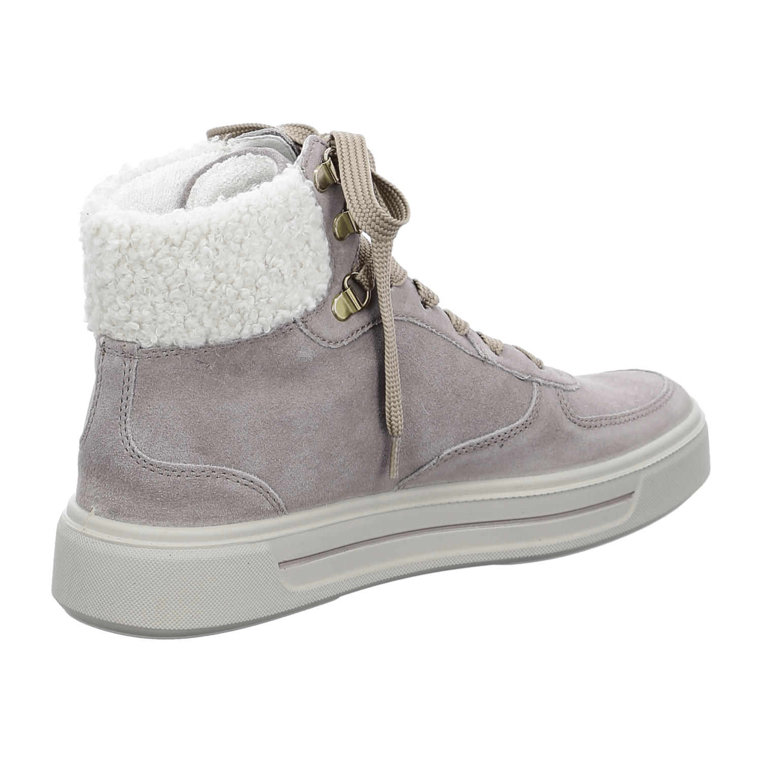 ARA COURTYARD Women's Velour Leather Sneakers in Beige with Lace-Up Closure