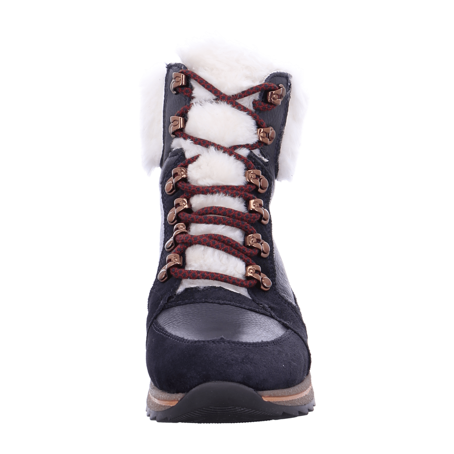 ARA Osaka Women's Velour Leather Winter Boots Lace-Up Ankle Boots with Warm Lining in Blue