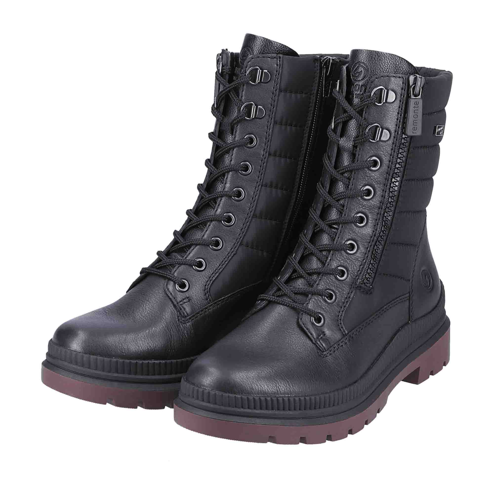 Remonte Women's Black Ankle Boots with Warm Lining and Easy Zip Closure