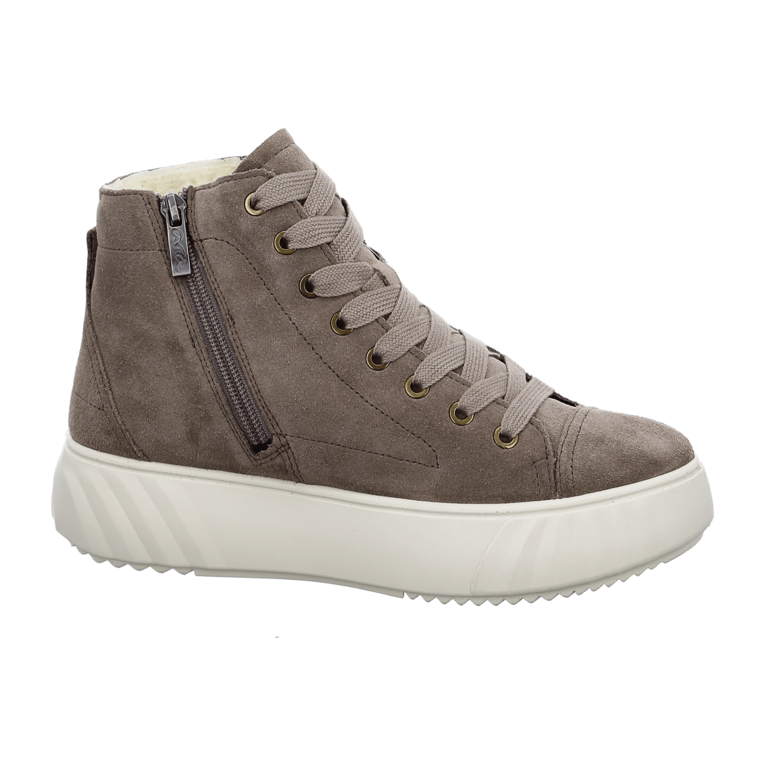 ARA Monaco-St Women's Ankle Boot in Brown Suede with Zipper Classic Round Toe