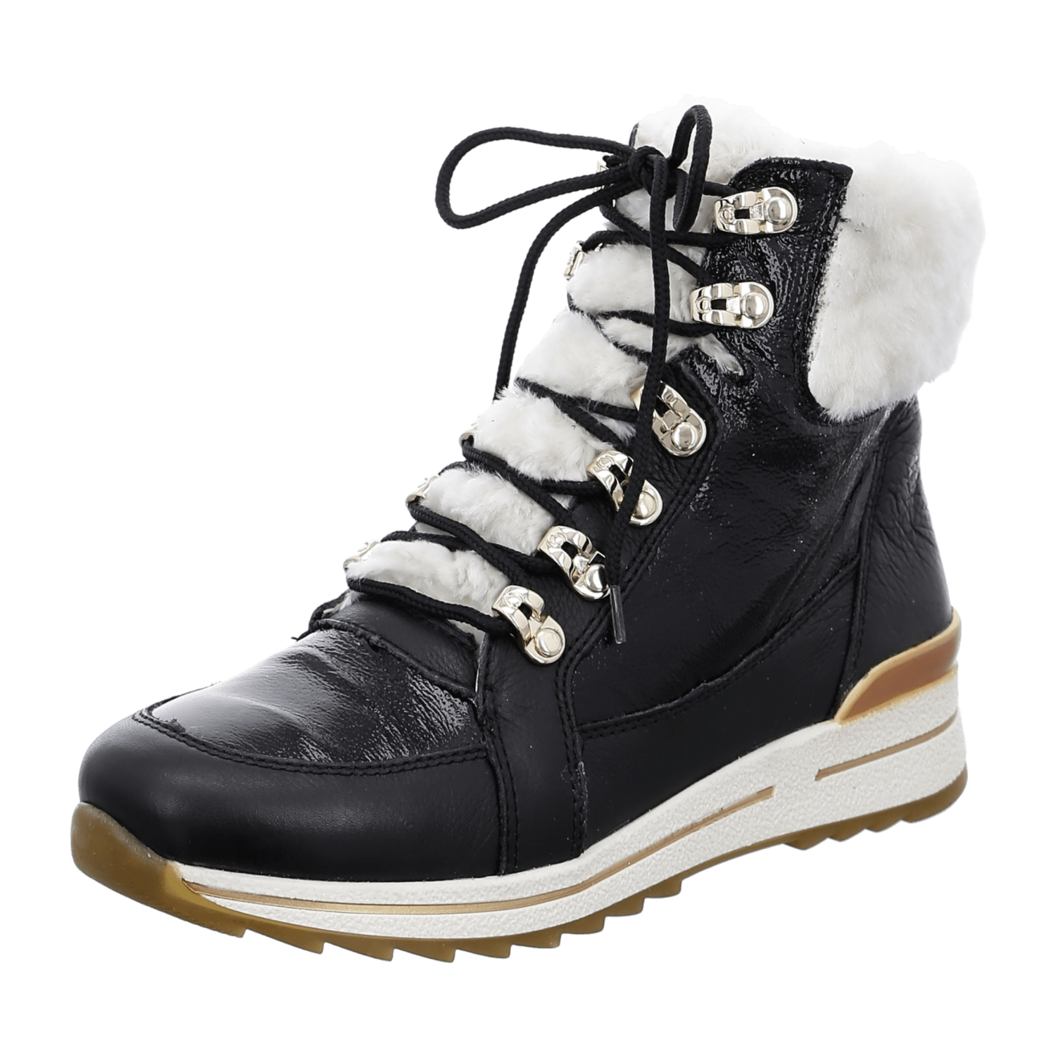 ARA Osaka Women's Winter Boots in Smooth Leather with Lacing and Warm Lining Black