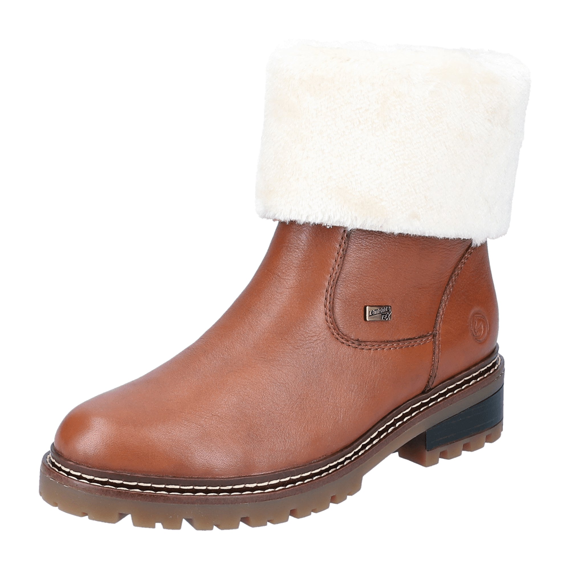 Remonte Classic Brown Leather Ankle Boots for Women with Warm Lining