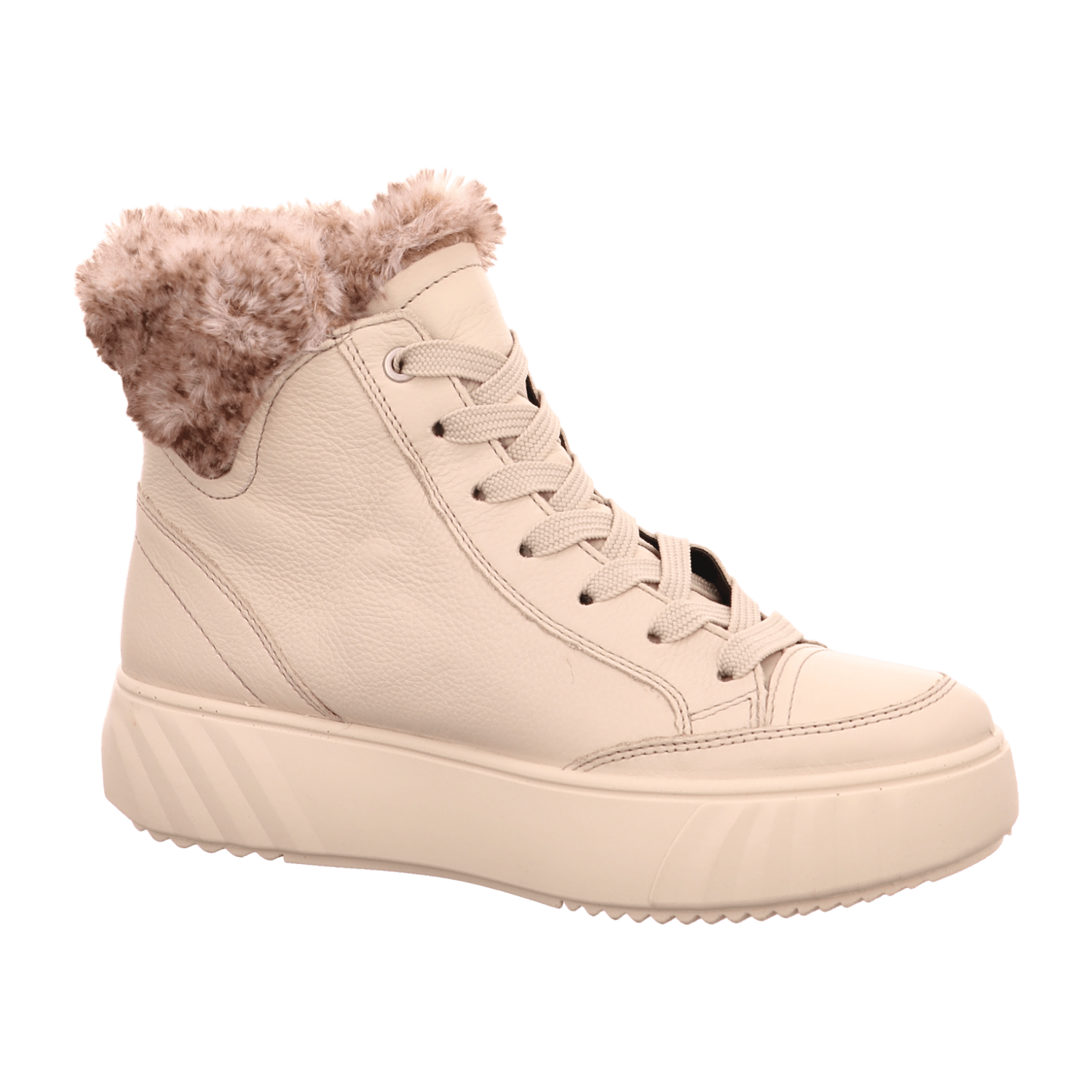 ARA MONACO Women's Sneakers in Grey Smooth Leather with Zipper and Gore-Tex Warm Lining