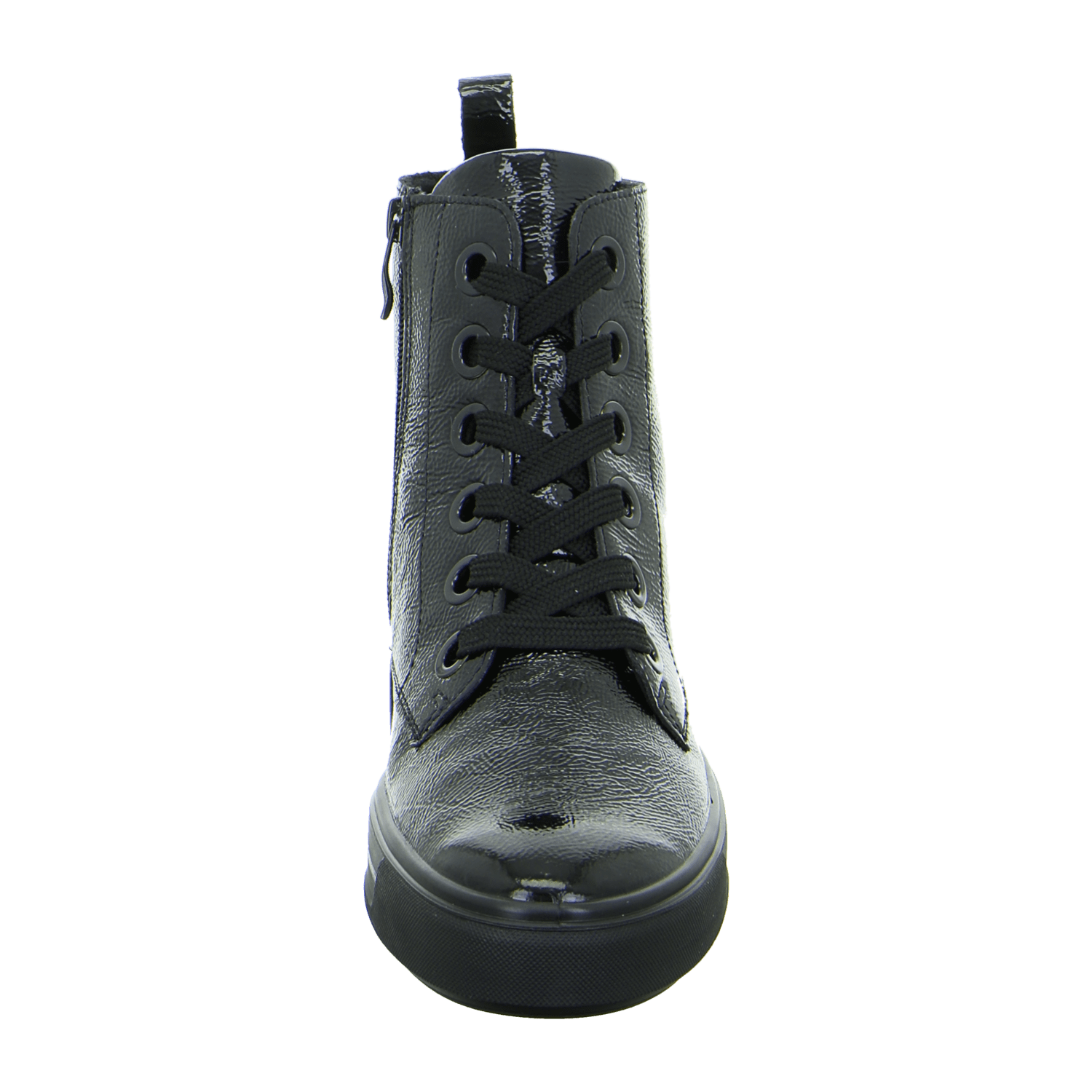 ARA Courtyard Women's Lace-Up Ankle Boots Black Classic Patent Leather with Textile Lining