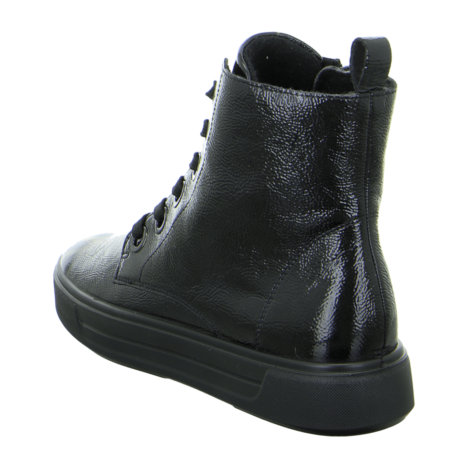 ARA Courtyard Women's Lace-Up Ankle Boots Black Classic Patent Leather with Textile Lining