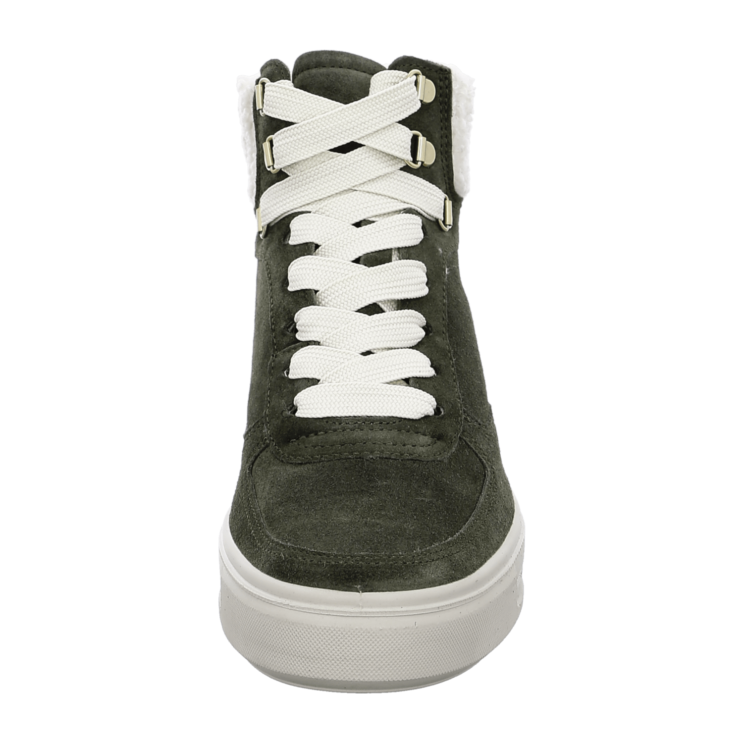 ARA COURTYARD Women's Velour Leather Sneakers in Green with Lace-Up Closure