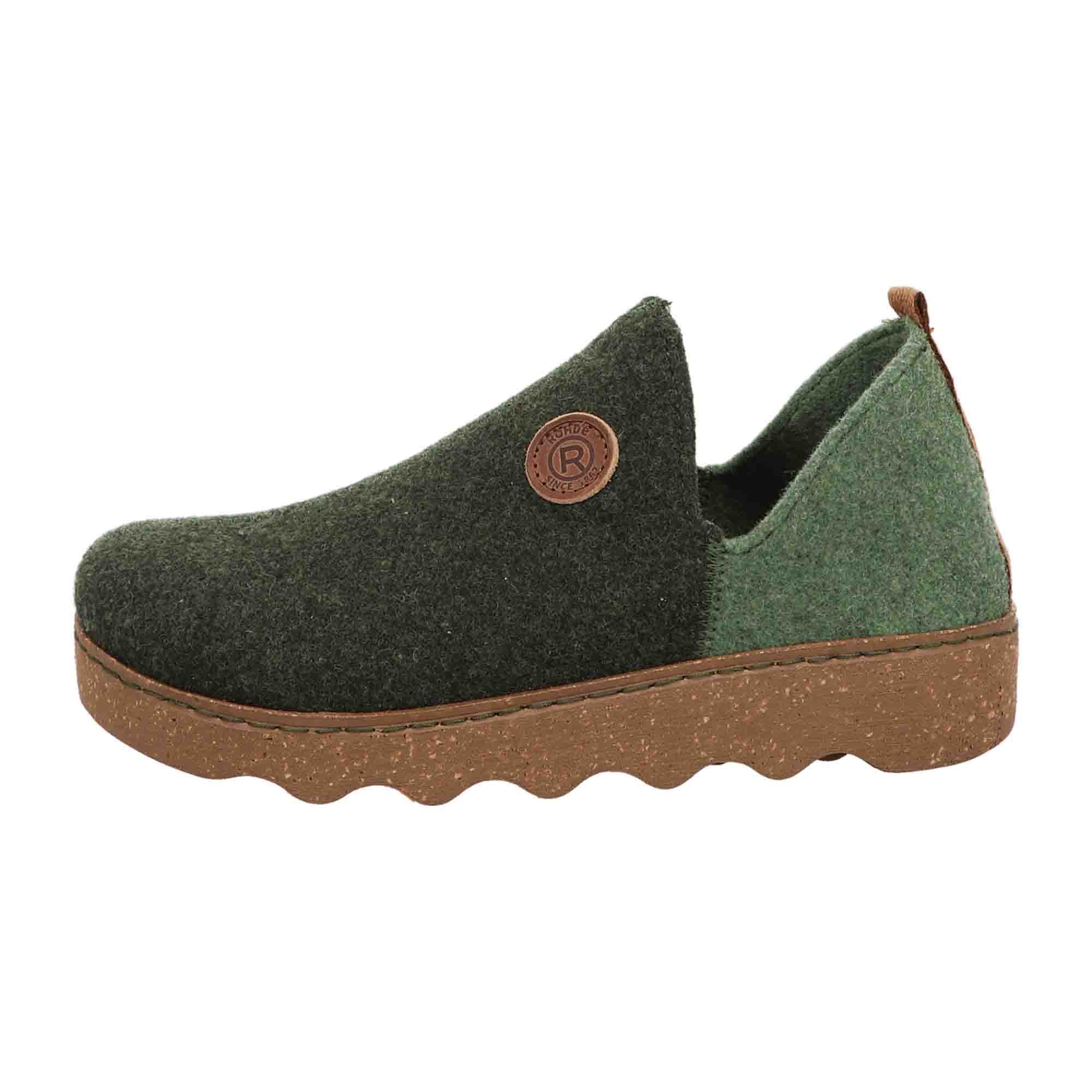 Rohde Foggia D Women's Green Felt Slip-On Shoes Warm Lined for Fall/Winter