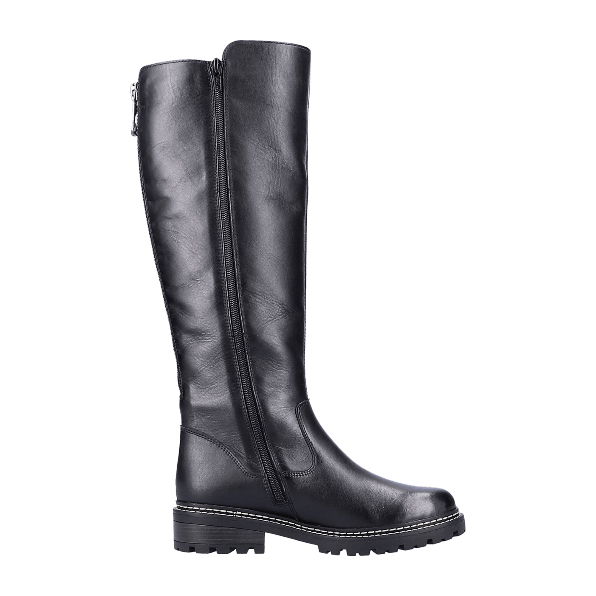 Remonte D0B72-01 Women's Black Leather Boots with Removable Insole and Zip