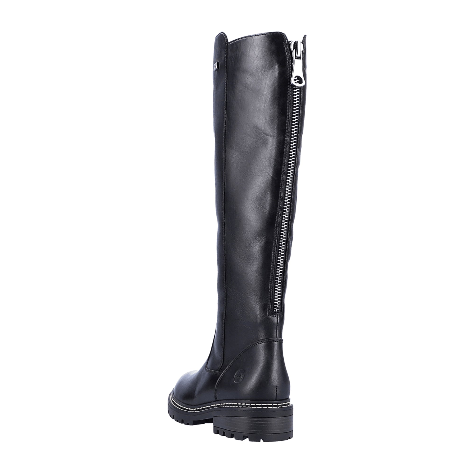 Remonte D0B72-01 Women's Black Leather Boots with Removable Insole and Zip