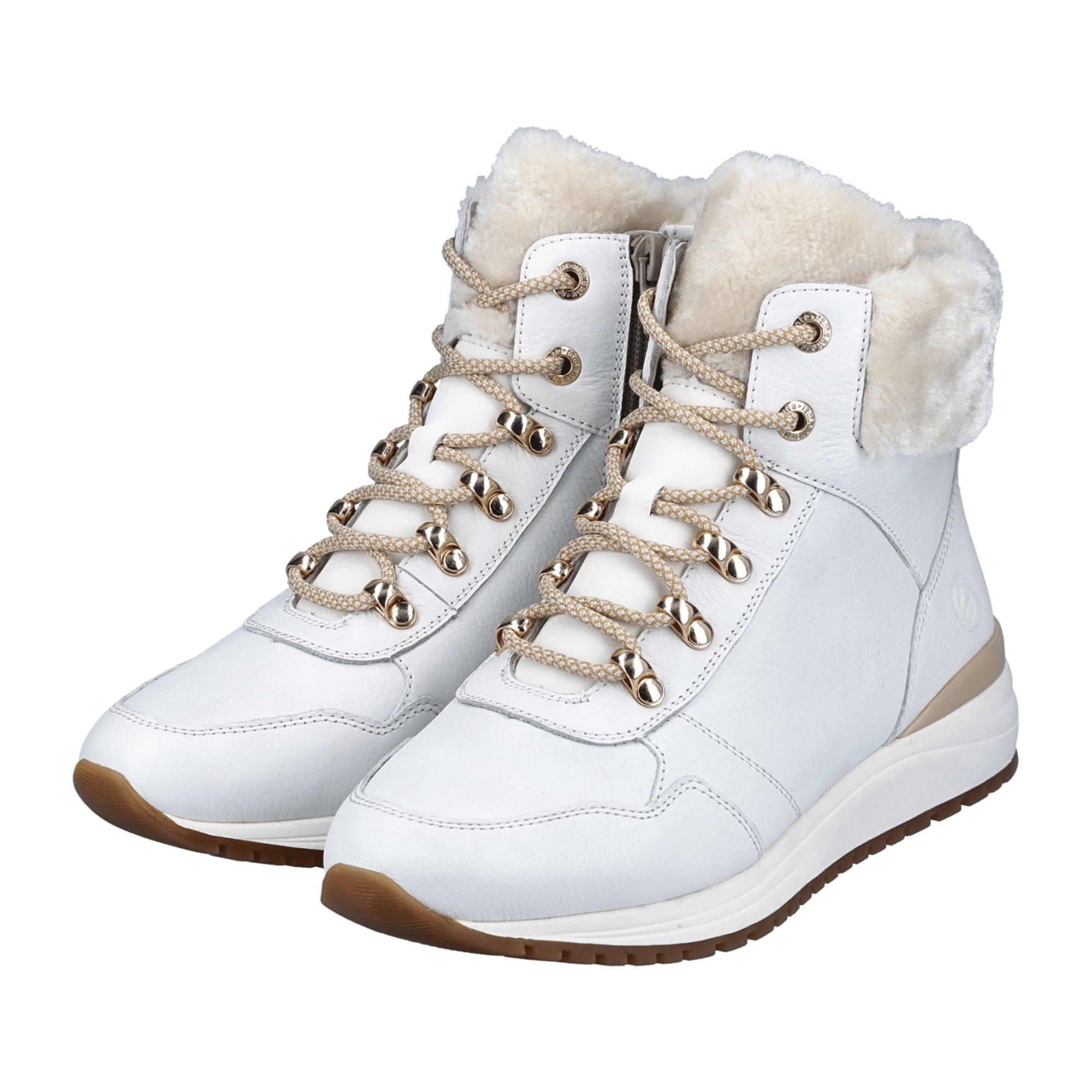Remonte Women's White Sneakers R377380 Lace-Up for Fall Winter