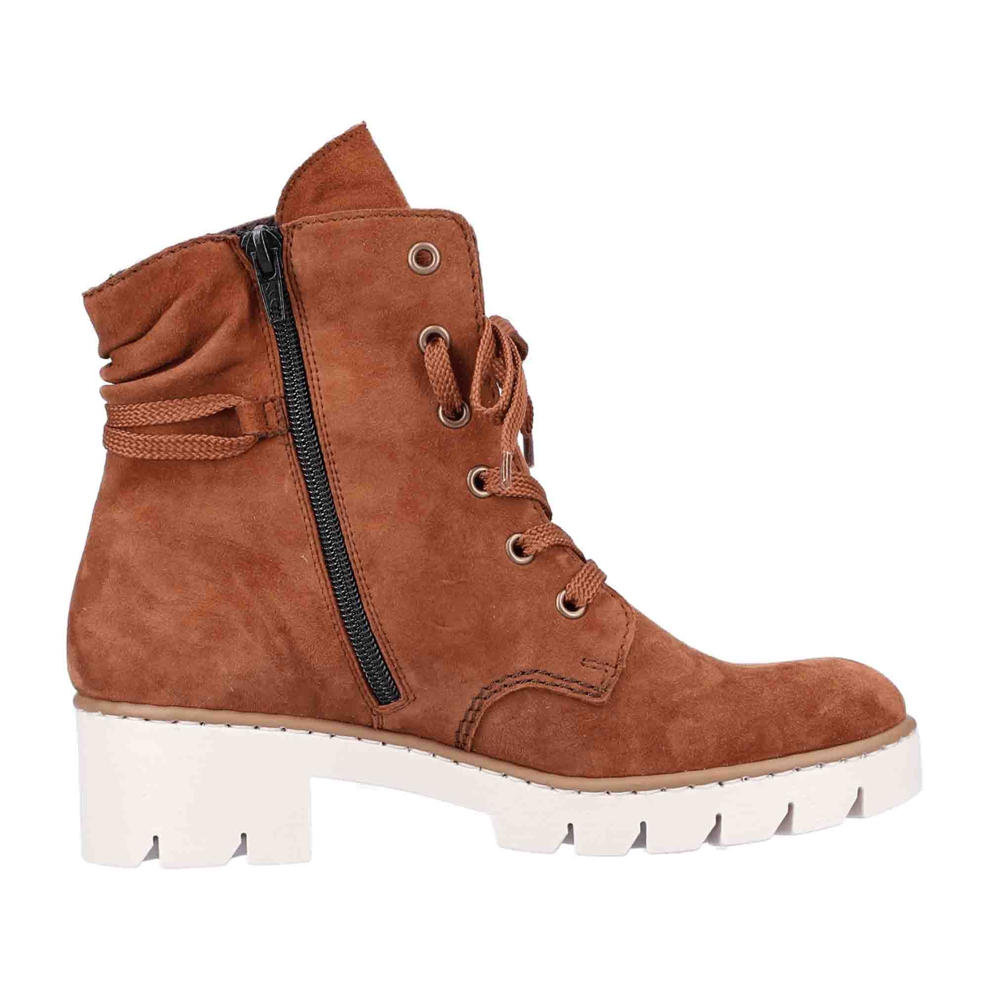 Rieker X5717 Women's Brown Lace-Up Shoes for Fall and Winter