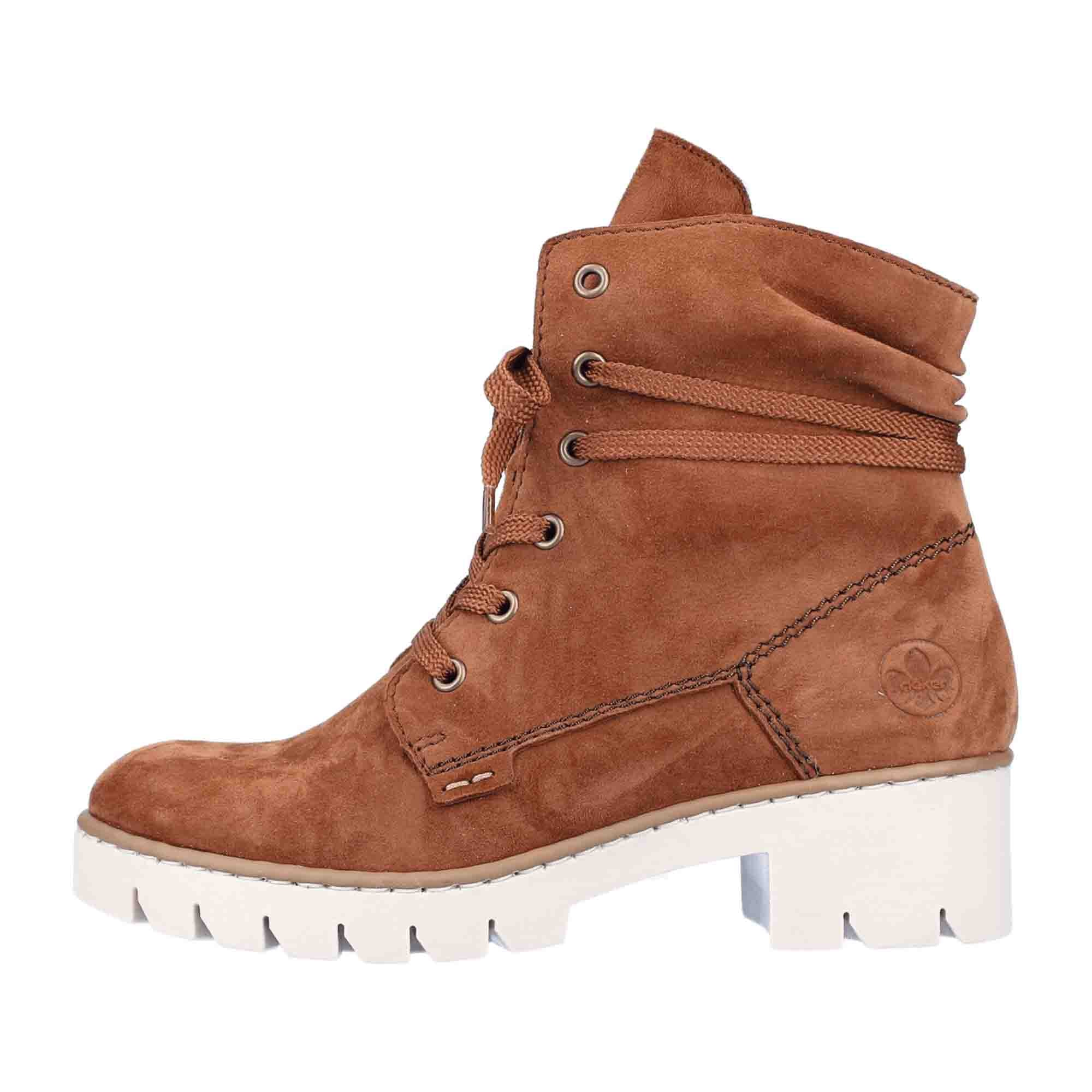 Rieker X5717 Women's Brown Lace-Up Shoes for Fall and Winter