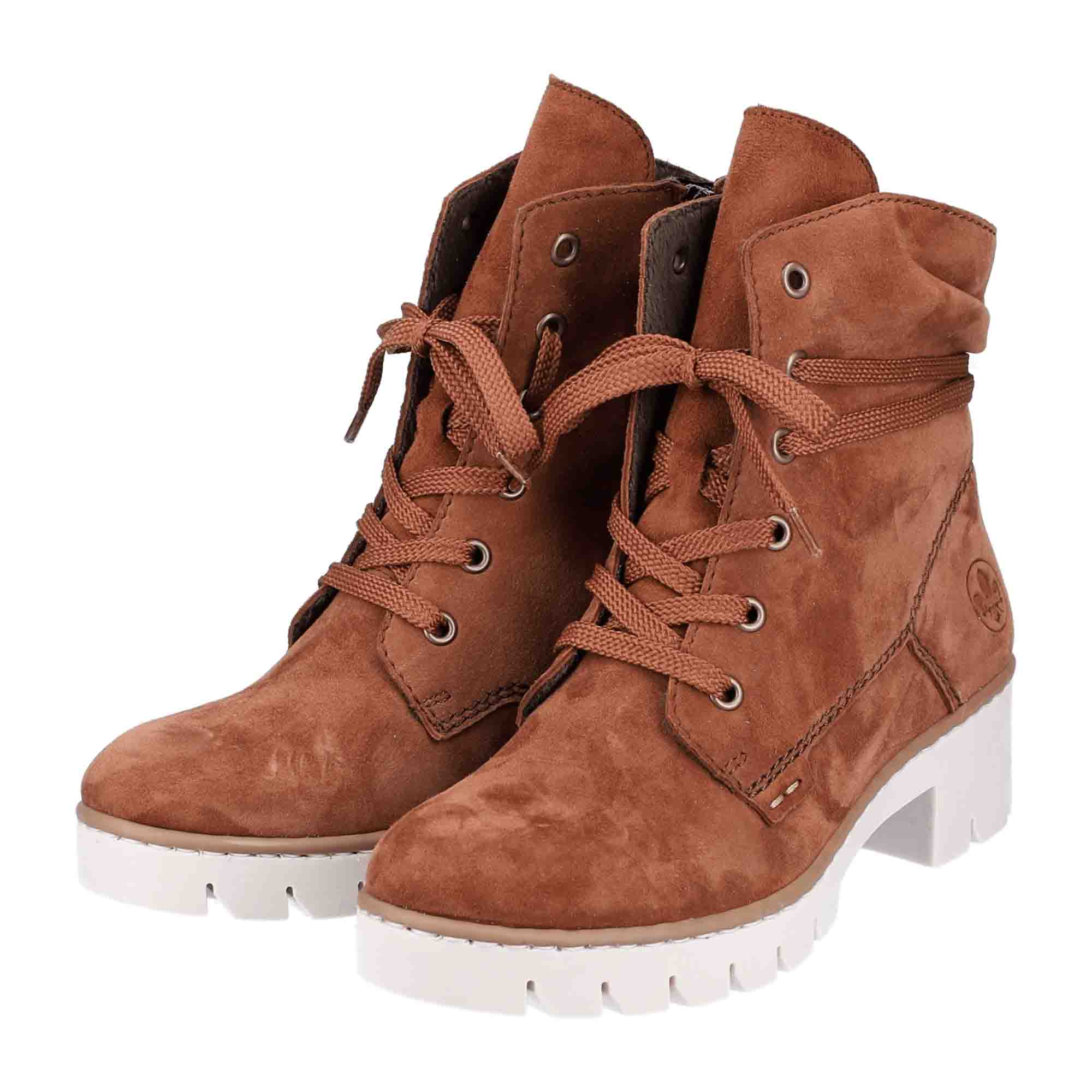Rieker X5717 Women's Brown Lace-Up Shoes for Fall and Winter