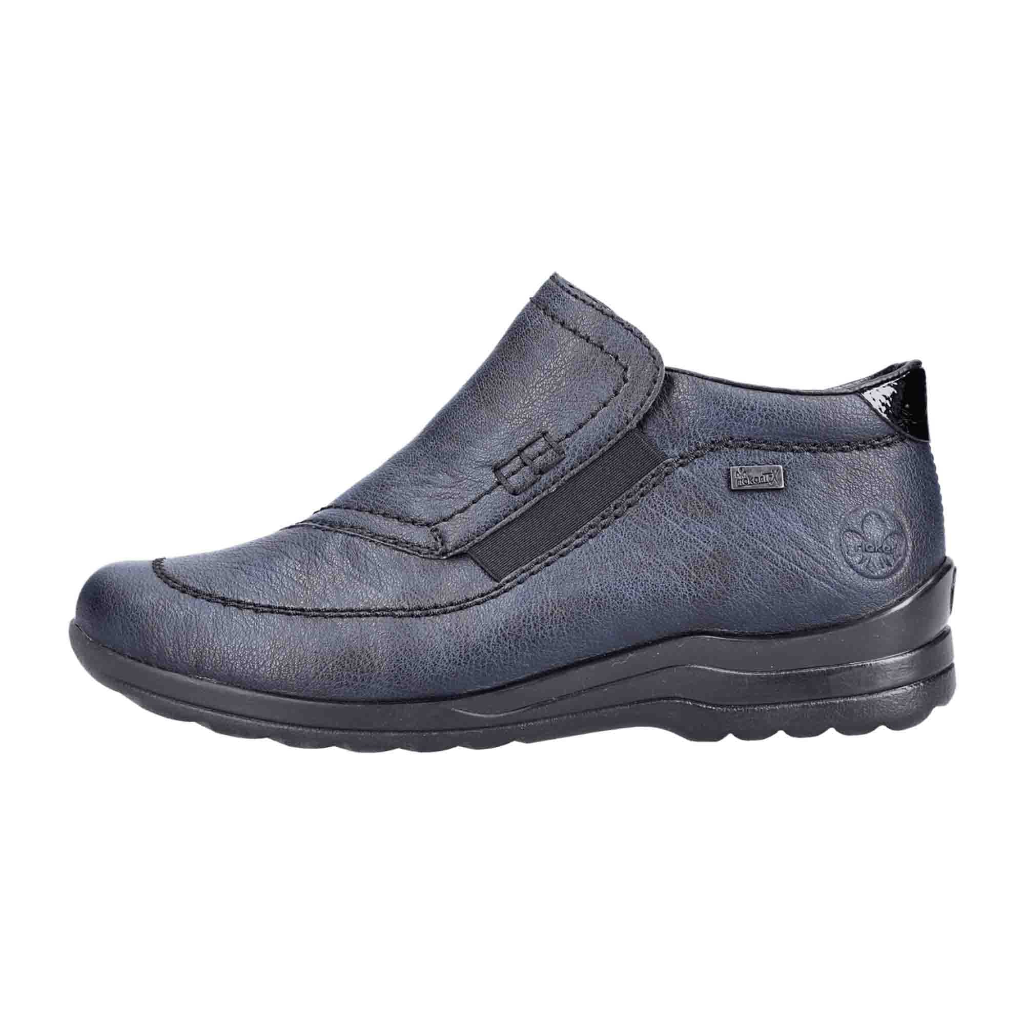 Rieker Women's Blue Tex Boots, Removable Insole, Warm Lined, Zip Closure