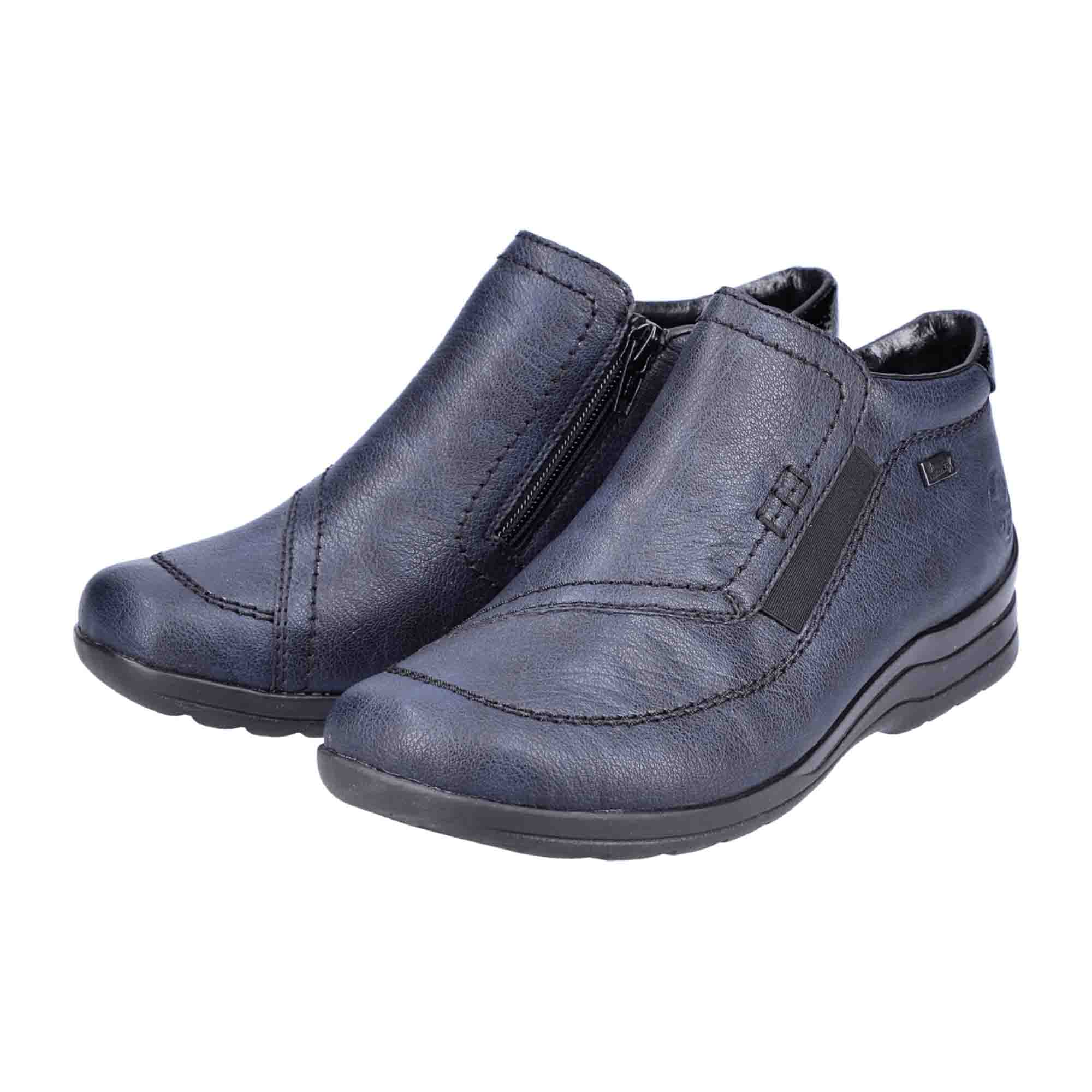 Rieker Women's Blue Tex Boots, Removable Insole, Warm Lined, Zip Closure