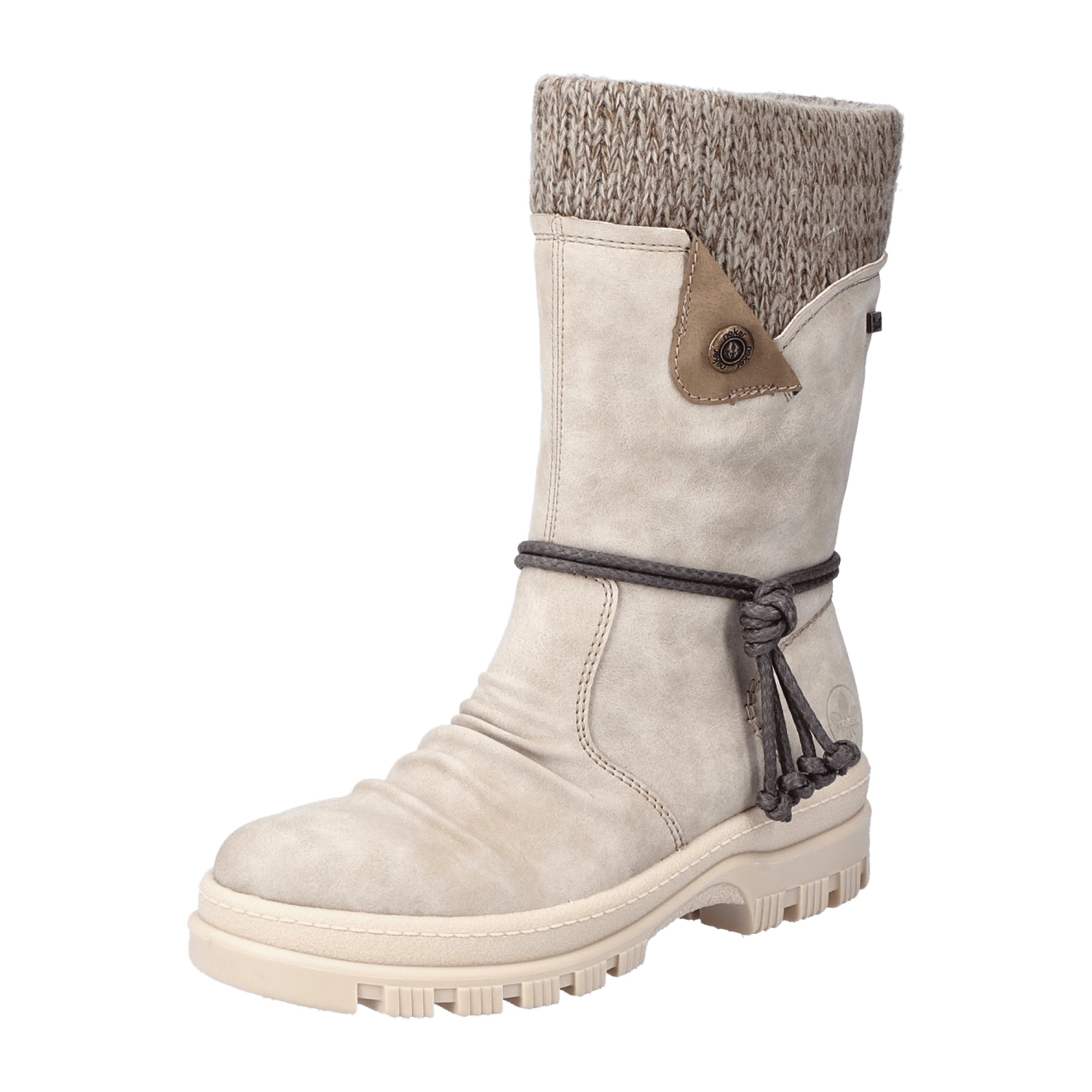 Rieker HWK Beige Women's Boots with Block Heel and Zip Closure for Fall Winter