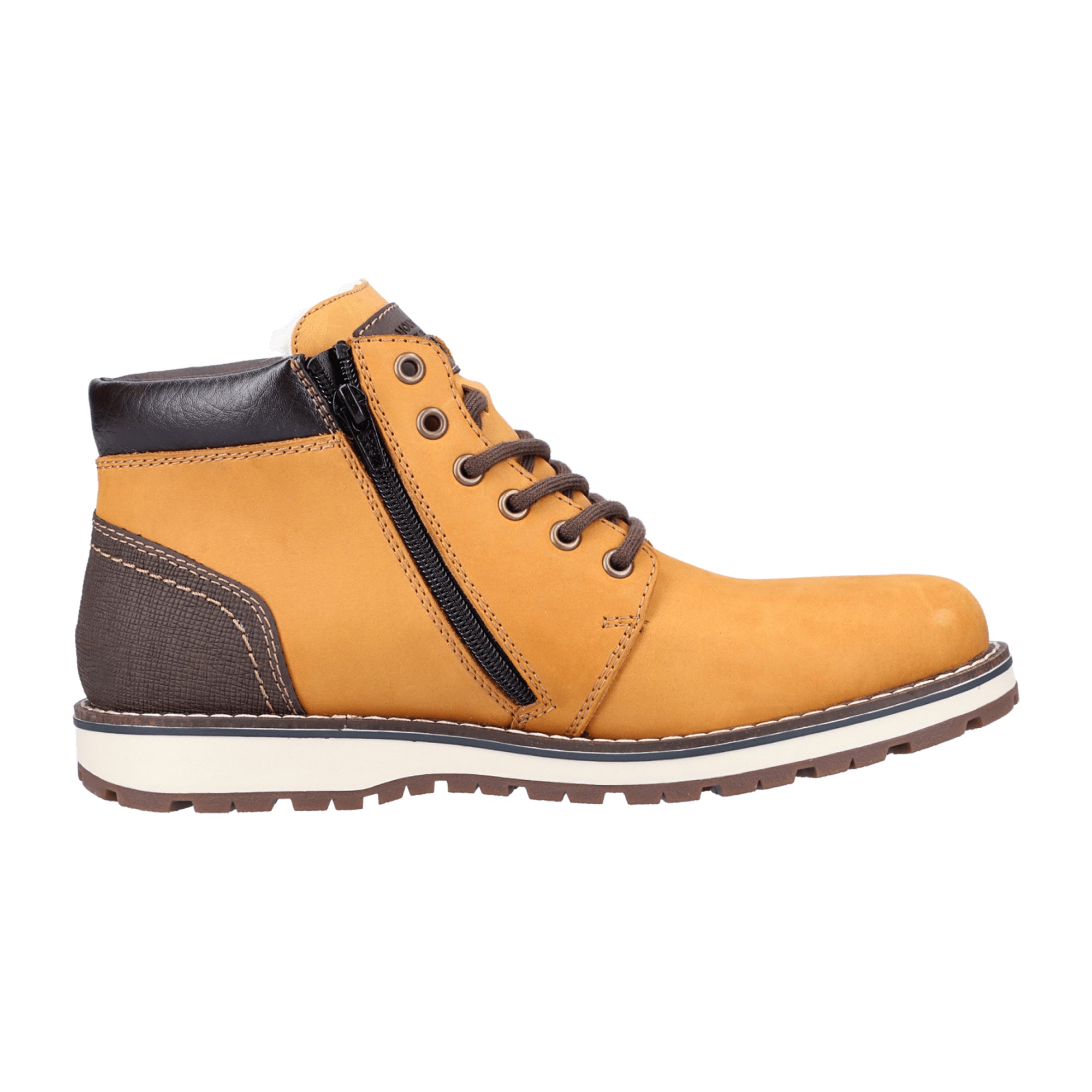 Rieker Men's Yellow Boots 38433-24 Lace-Up Wool Lined Rubber Sole