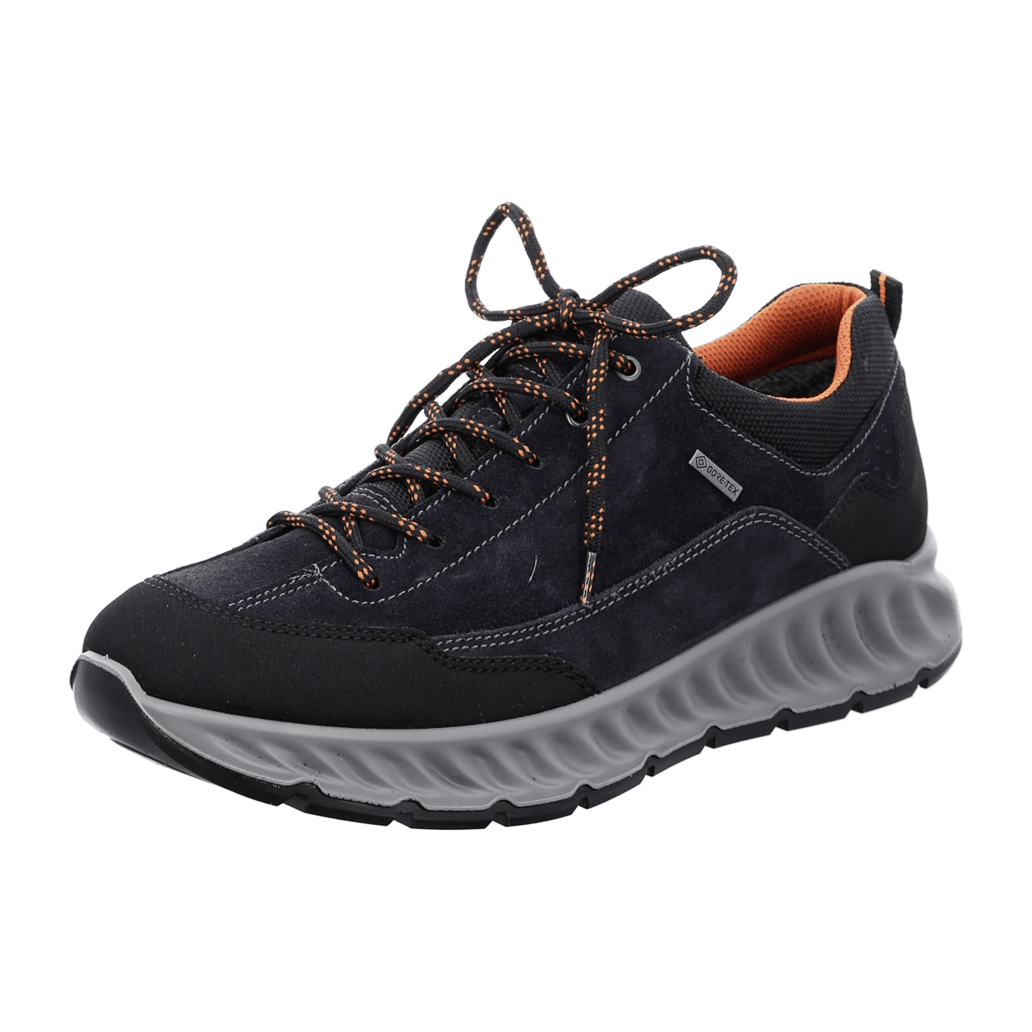 ARA PAOLO Men's Nubuck Leather Lace-Up Sneakers in Black