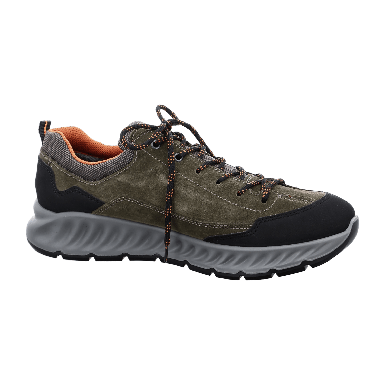ARA PAOLO Men's Nubuck Leather Sneakers with Lace-Up Closure in Green