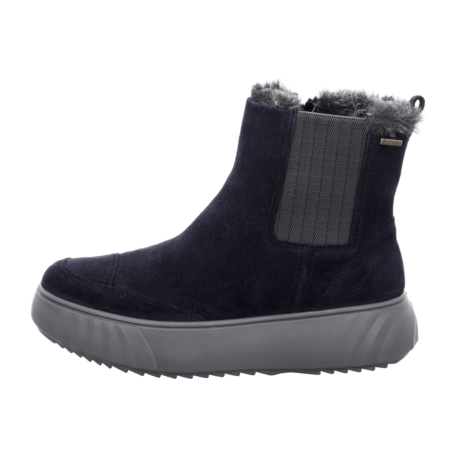 ARA ChelseaWF BlueVel H-Width Gore Chelsea Boots for Women in Blue with Leather Lining and Round Toe