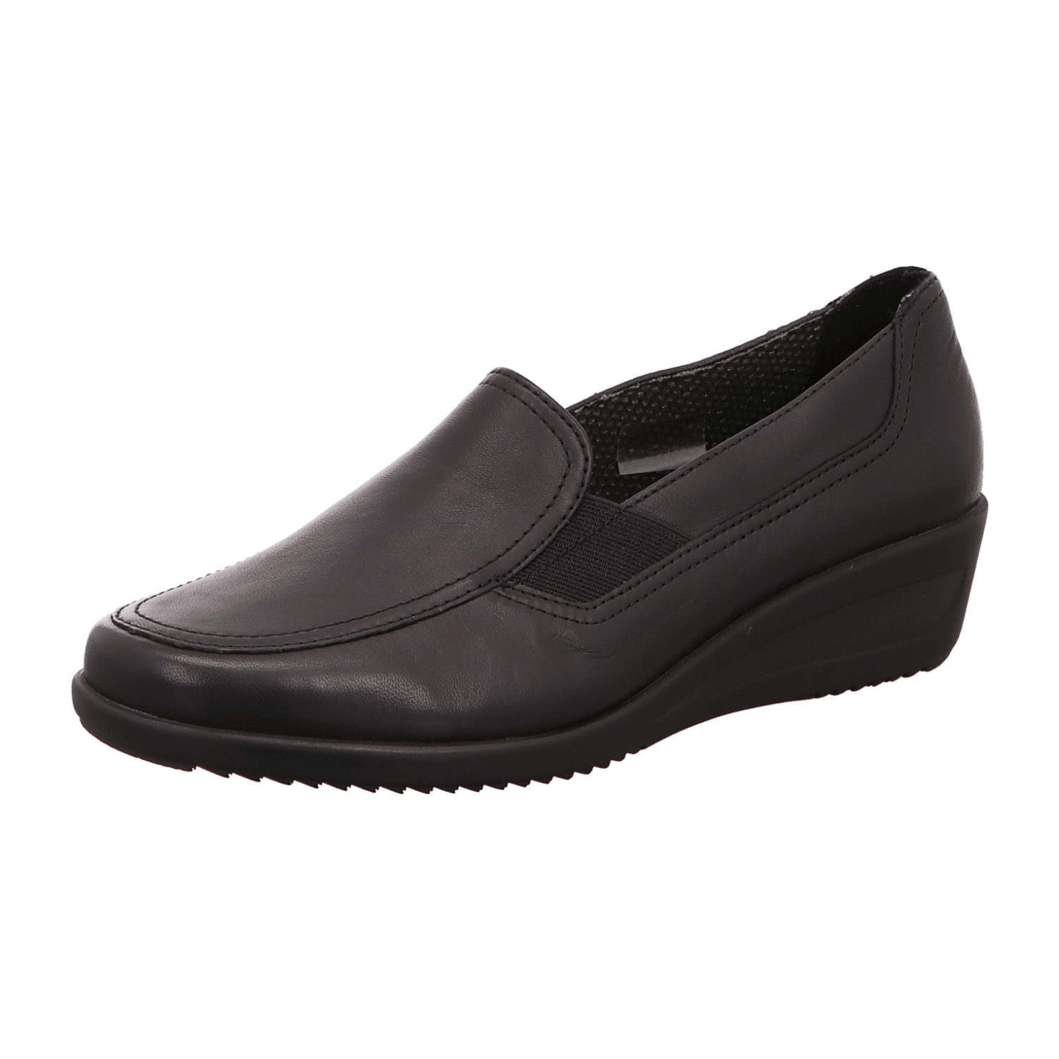 ARA ZÜRICH Women's Leather Slip-On Loafers in Black with Textile Lining and Round Toe
