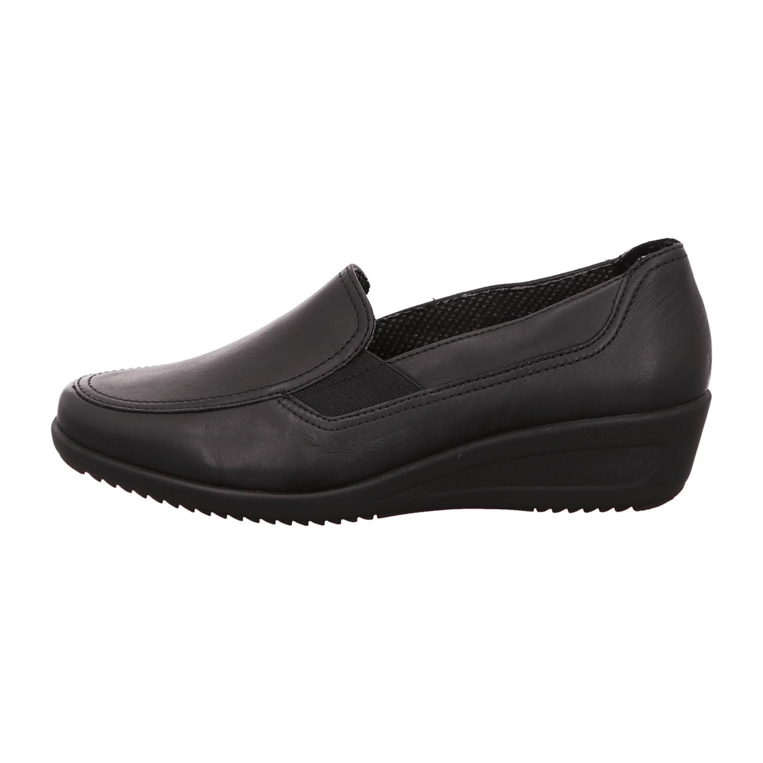 ARA ZÜRICH Women's Leather Slip-On Loafers in Black with Textile Lining and Round Toe
