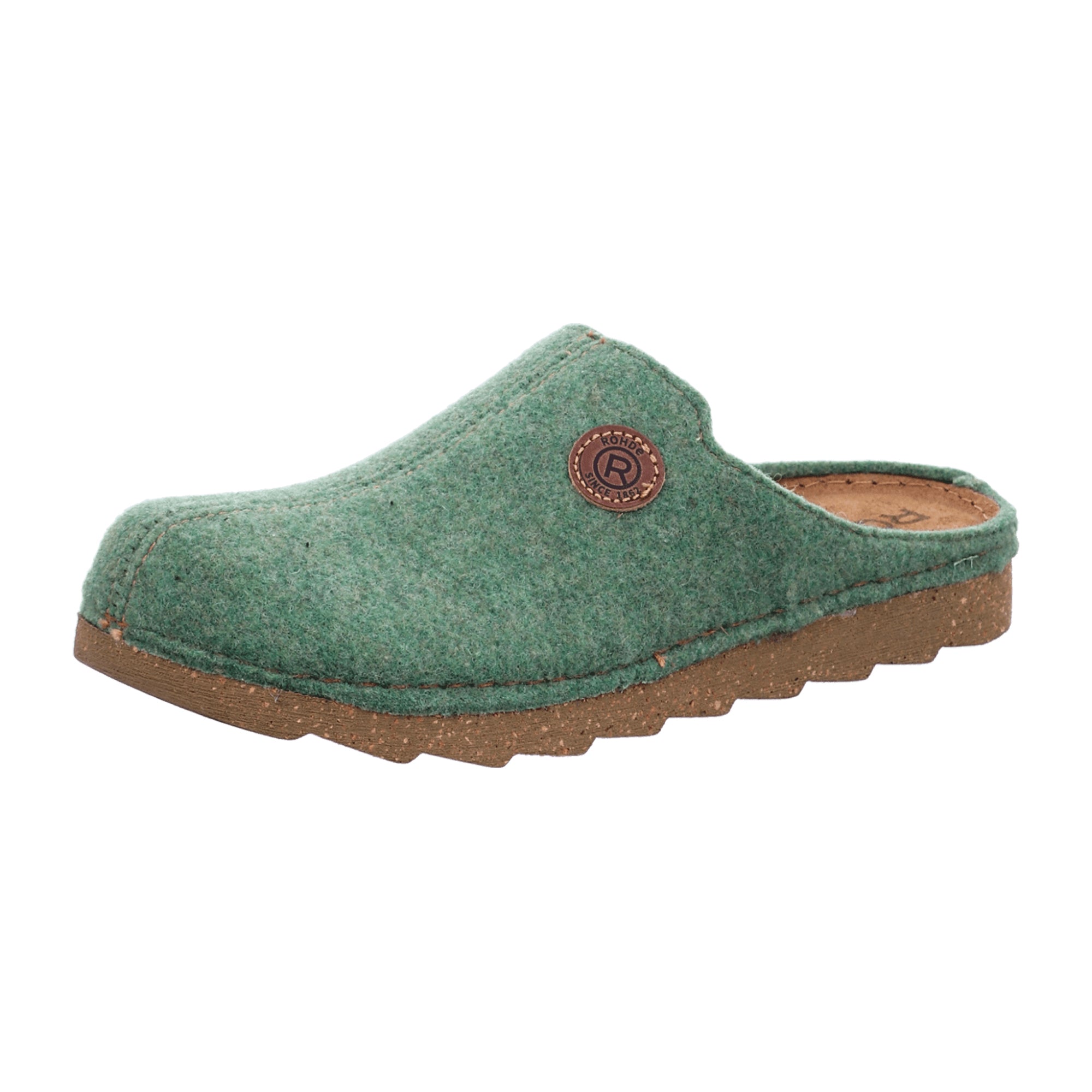 Rohde Men's Green Slip-On House Shoes Textile Lining Rubber Sole Flat Heel