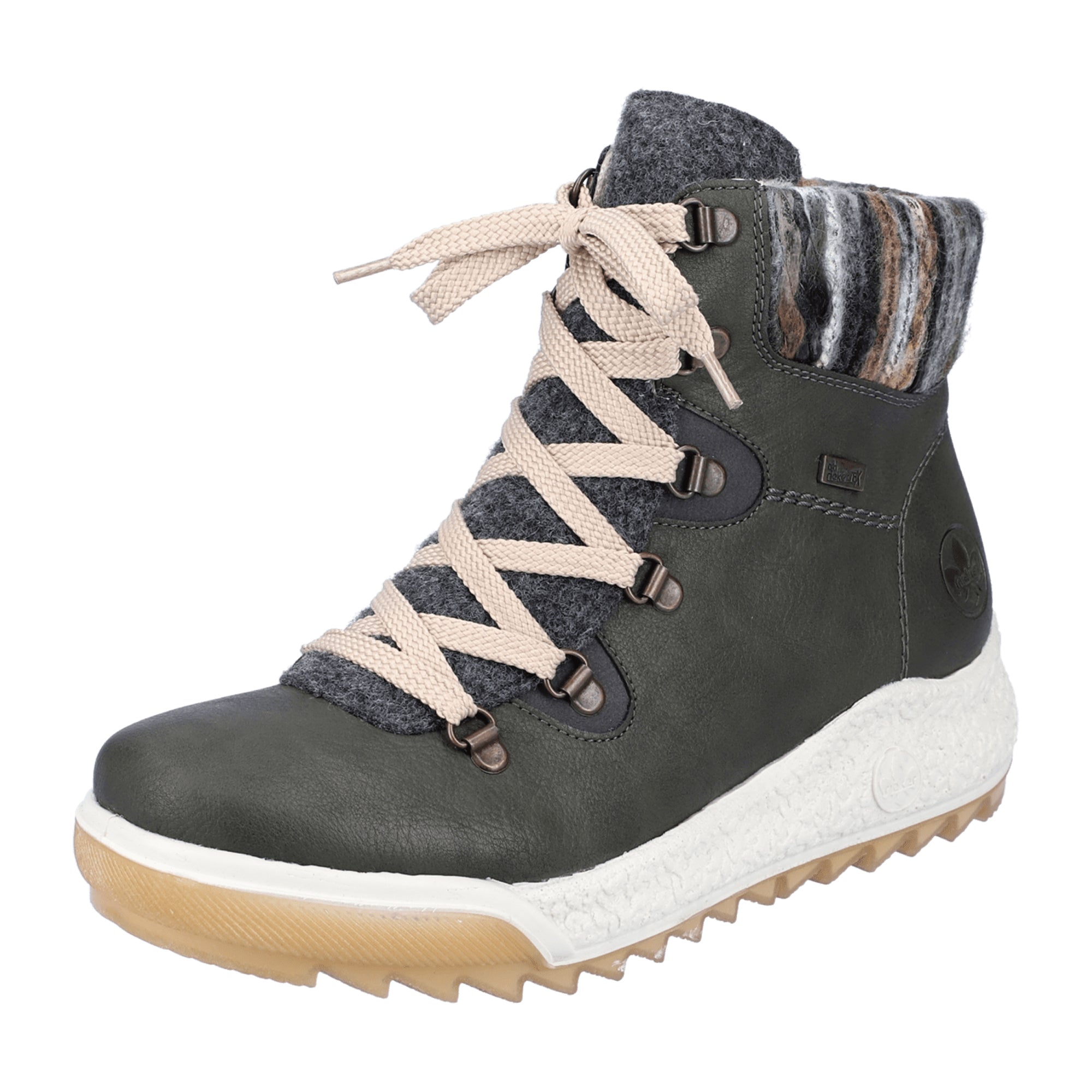 Rieker Women's Green Ankle Boots with Removable Insole and Warm Lining