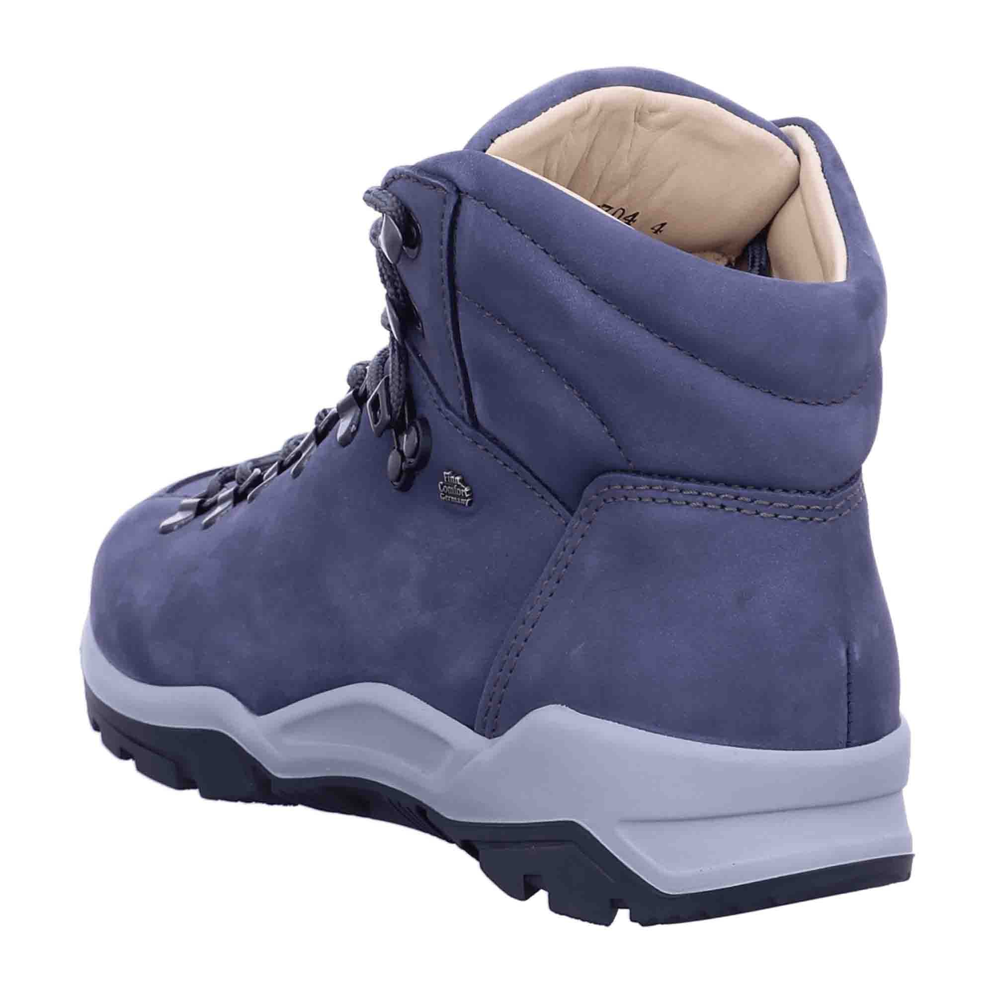 Finn Comfort Garmisch Women's Hiking Boots - Marine Blue Nubuck Leather, Orthopedic Support